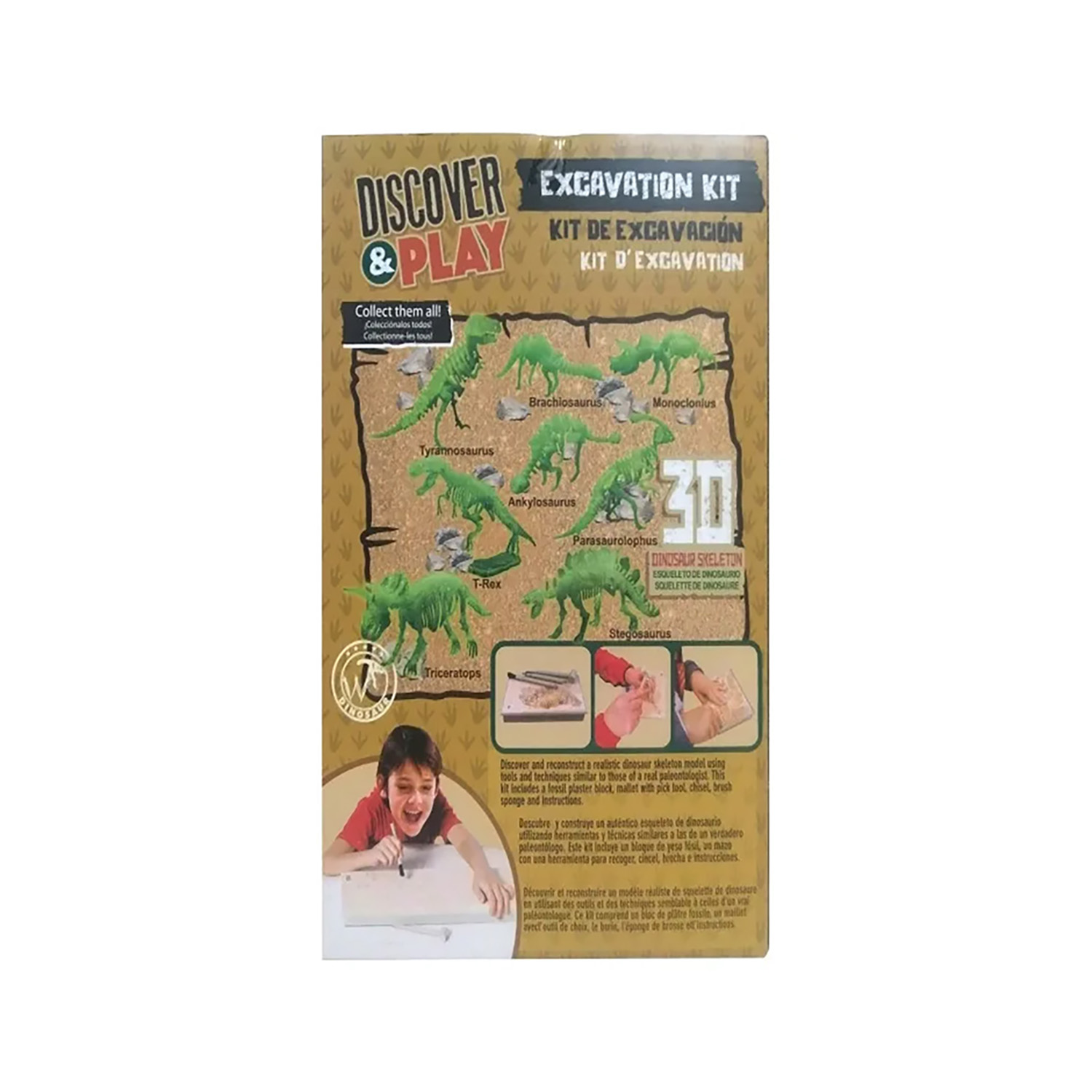 Kit de excavación de Discovery & play WUUNDENTOY, juego de excavación monoclonius. ¡Descubre y construye un dinosaurio!