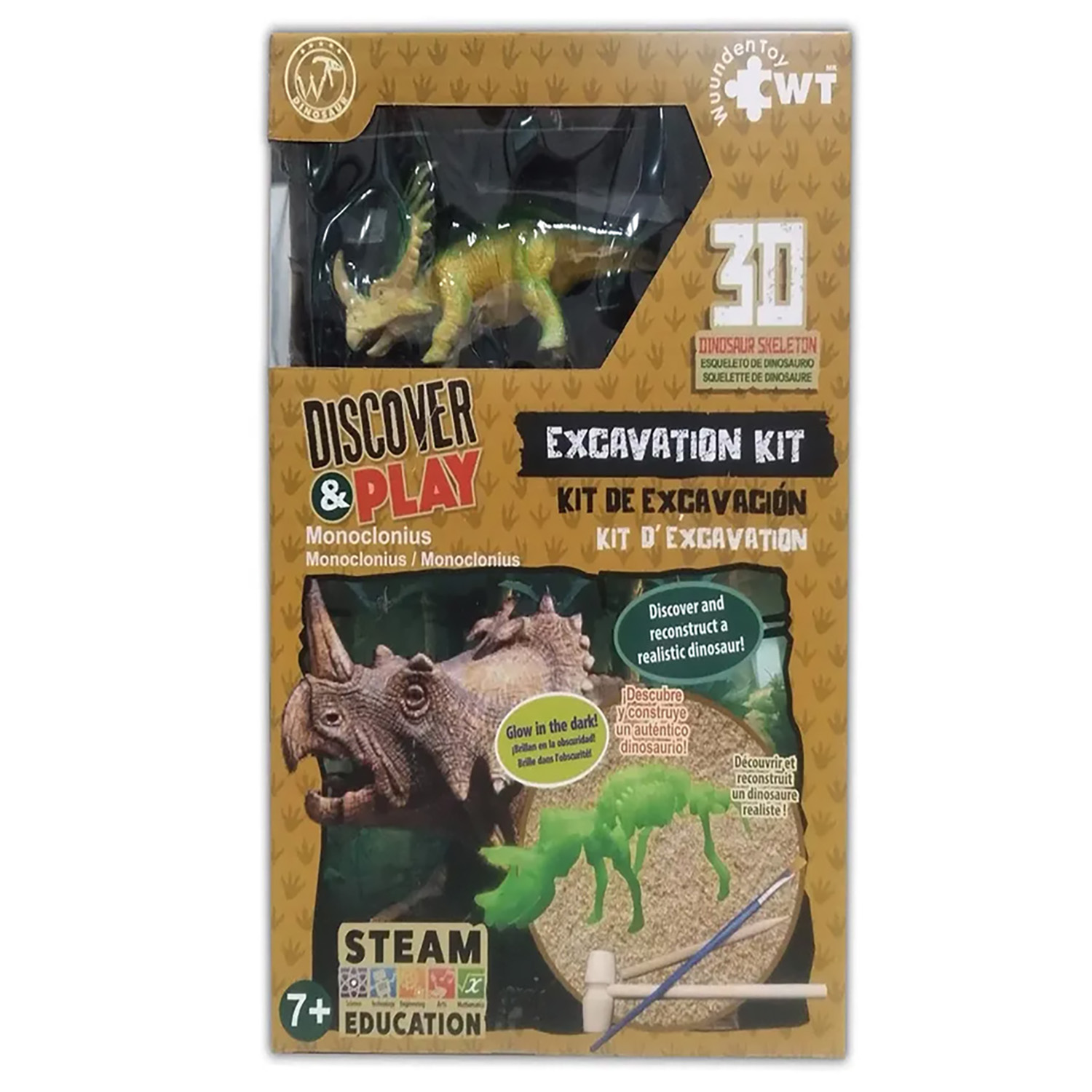 Kit de excavación de Discovery & play WUUNDENTOY, juego de excavación monoclonius. ¡Descubre y construye un dinosaurio!