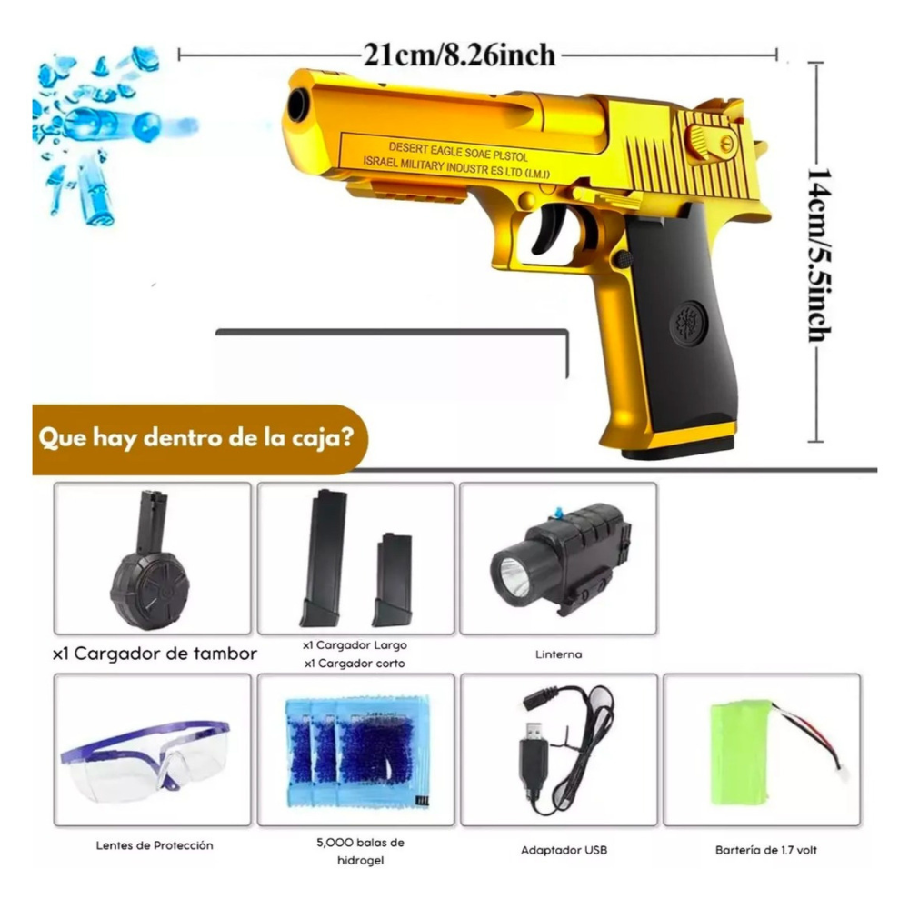 Pistola De Hidrogel Automática Desert Eagle Magnum + Laser Gel Blaster, Juego de Equipo Disparo de Proyectiles de Hidrogel, Batería Recargable.