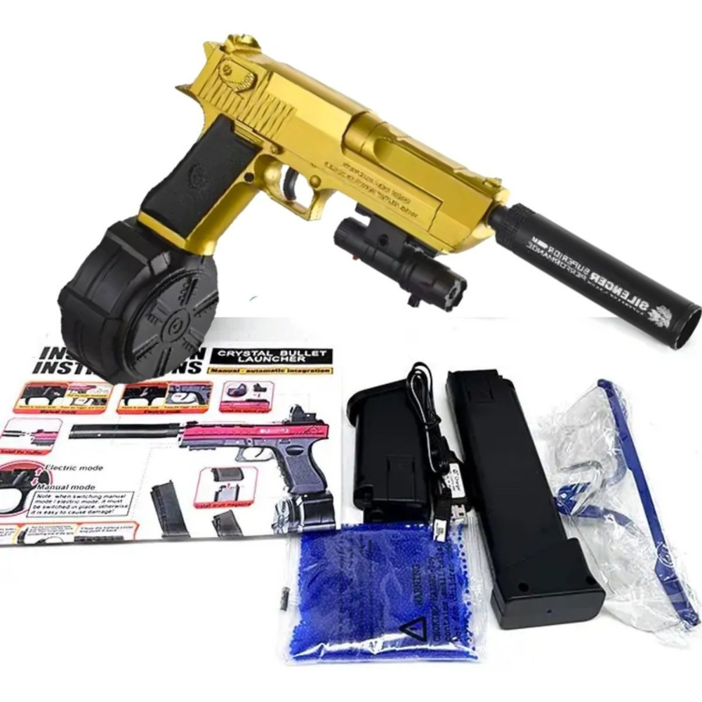 Pistola De Hidrogel Automática Desert Eagle Magnum + Laser Gel Blaster, Juego de Equipo Disparo de Proyectiles de Hidrogel, Batería Recargable.