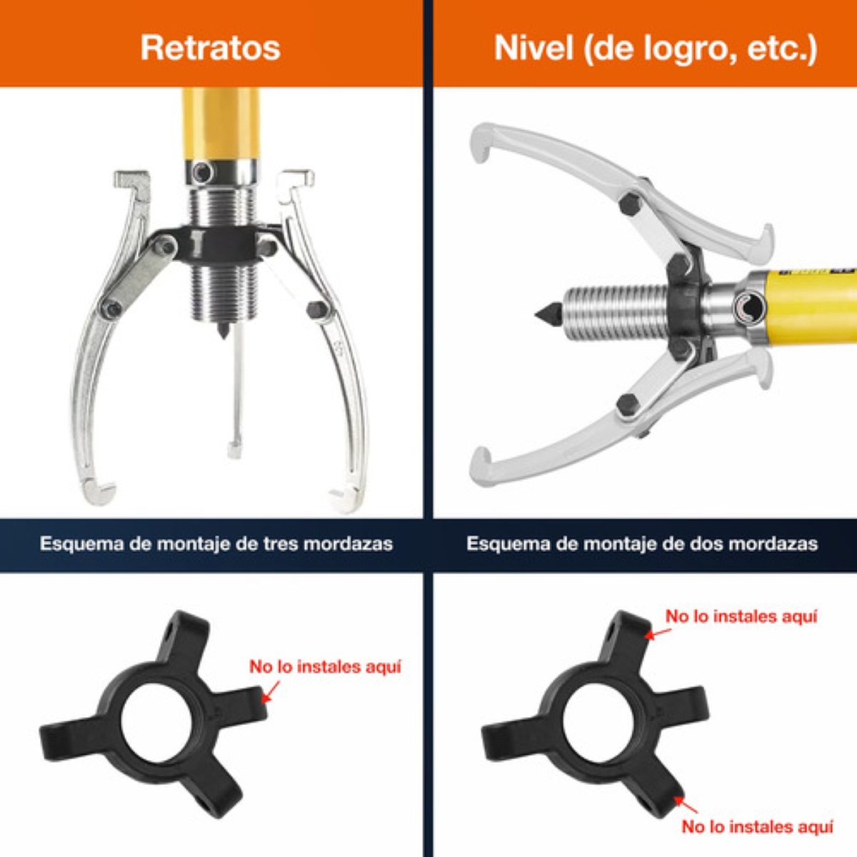 Extractor De Poleas Baleros Rodamientos Hidráulico 5t AMARILLO