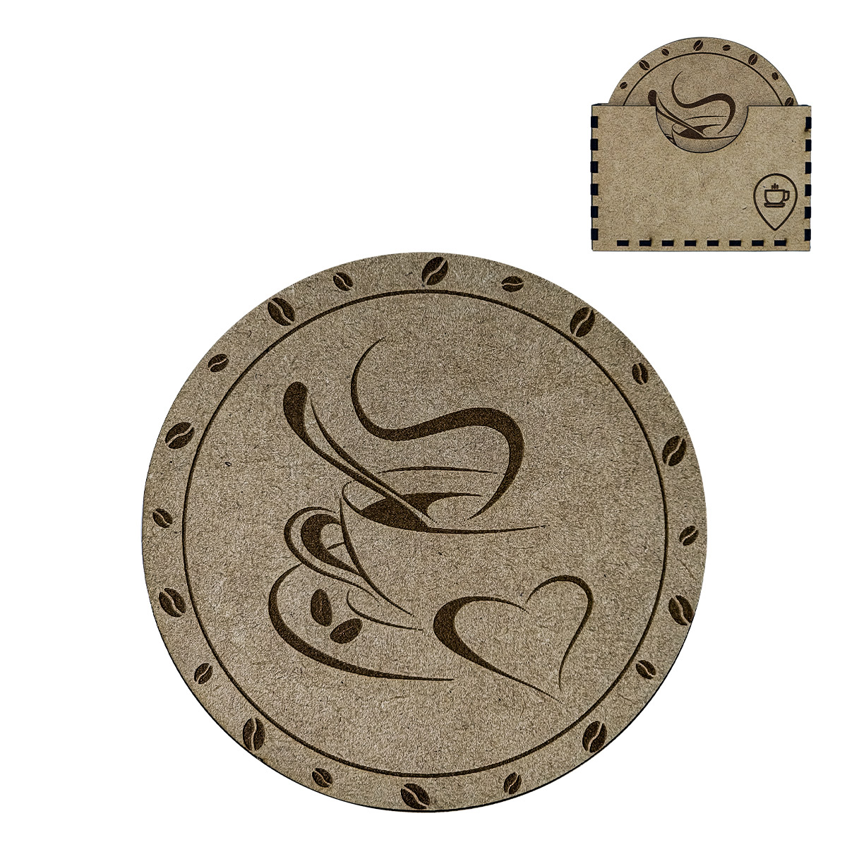 Portavasos Tipo Café 6 piezas Mdf