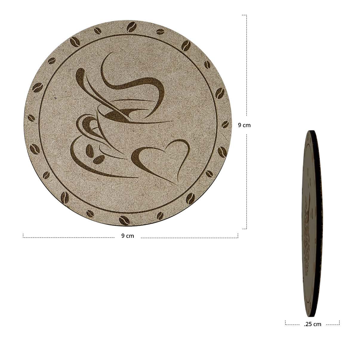 Portavasos Tipo Café 6 piezas Mdf