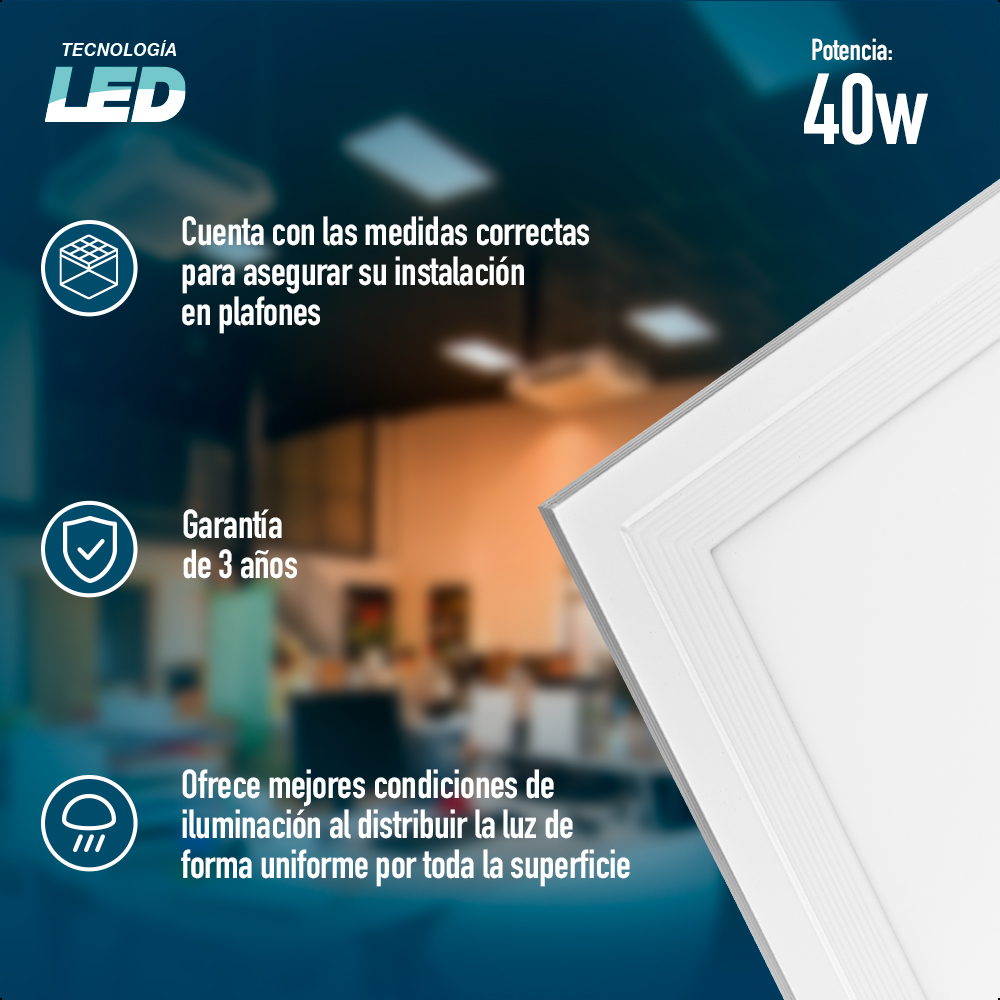 ICON Panel Led 120 x 30 cms 40W Luz Neutra IP20