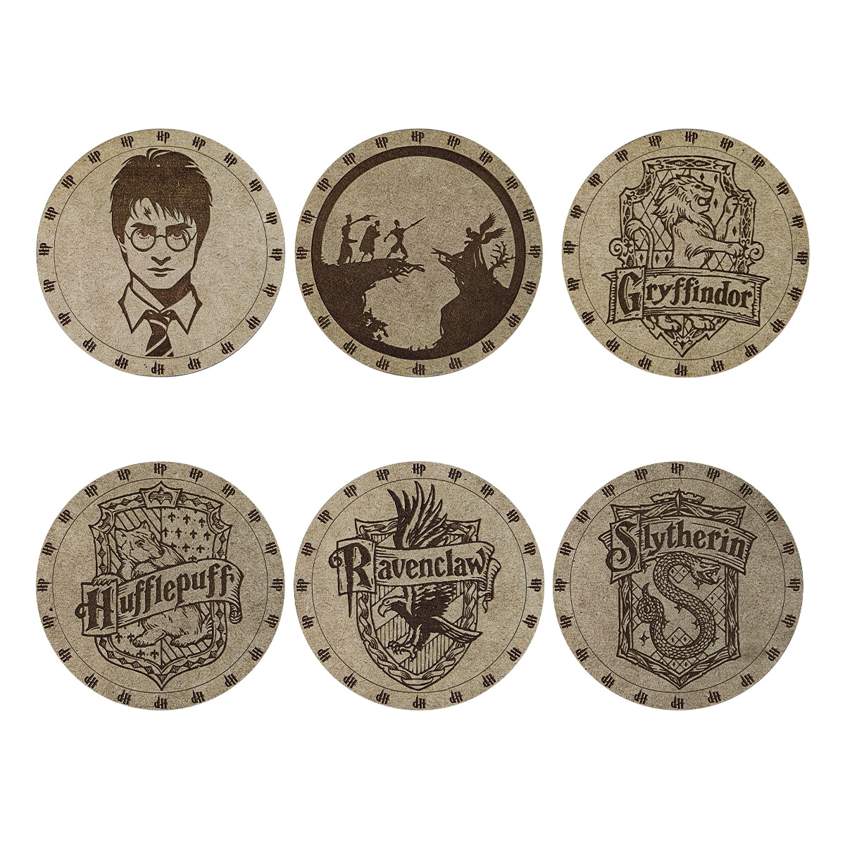 Portavasos Tipo Harry Potter 6 piezas Mdf