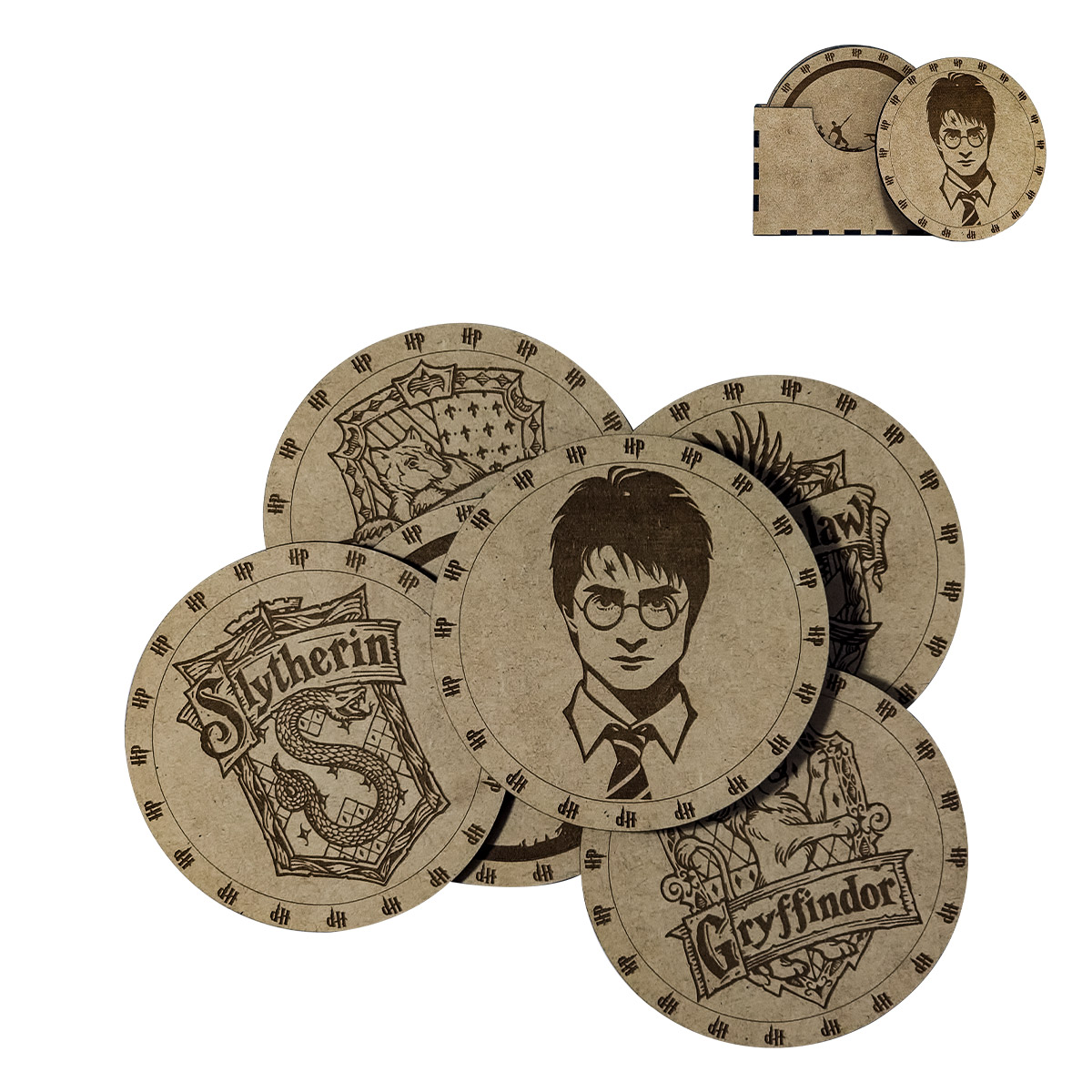 Portavasos Tipo Harry Potter 6 piezas Mdf