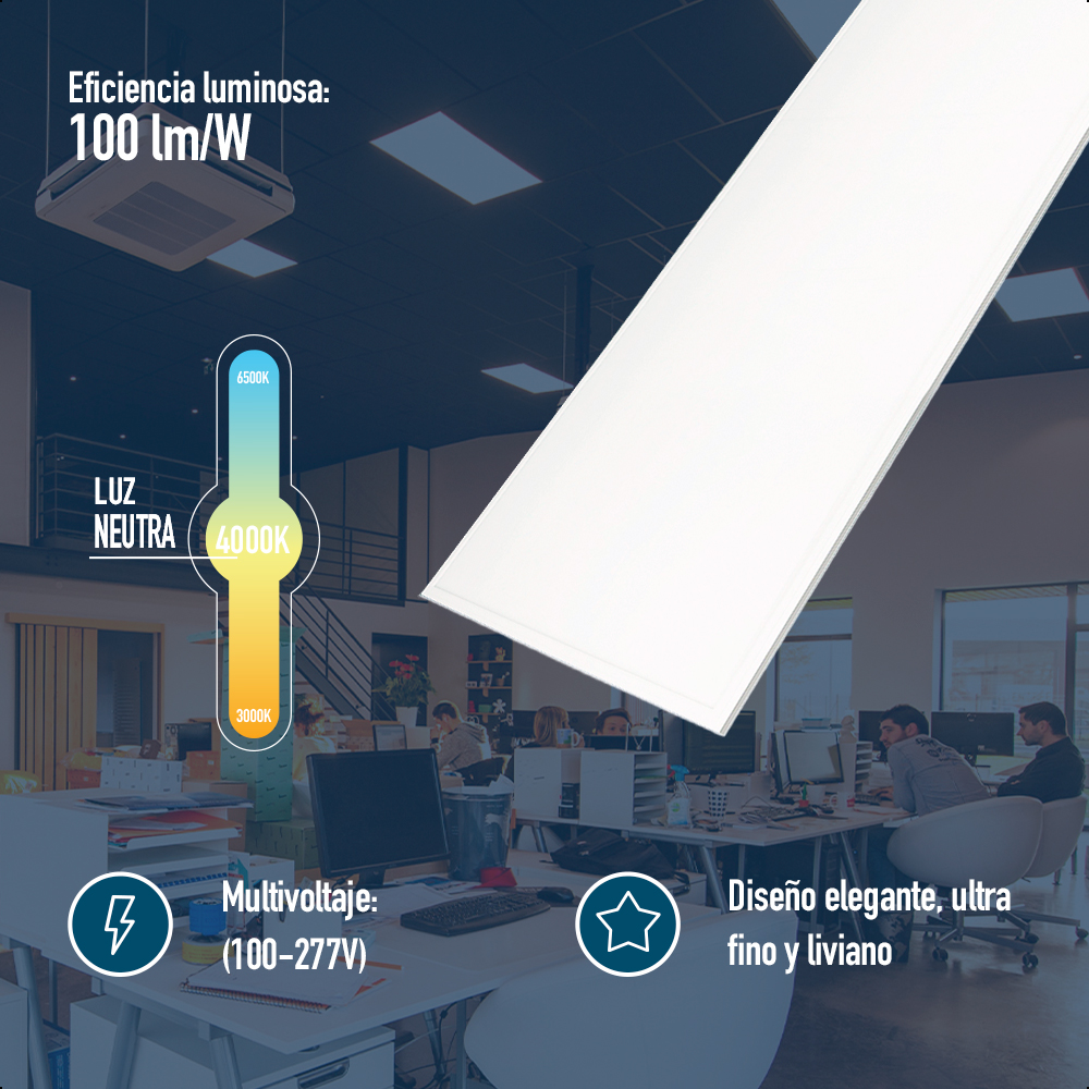 ICON Panel Led 120 x 30 cms 40W Luz Neutra IP20