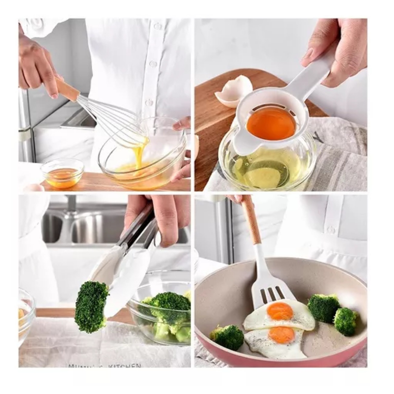 Juego De Utensilios De Cocina De Silicio Blanco