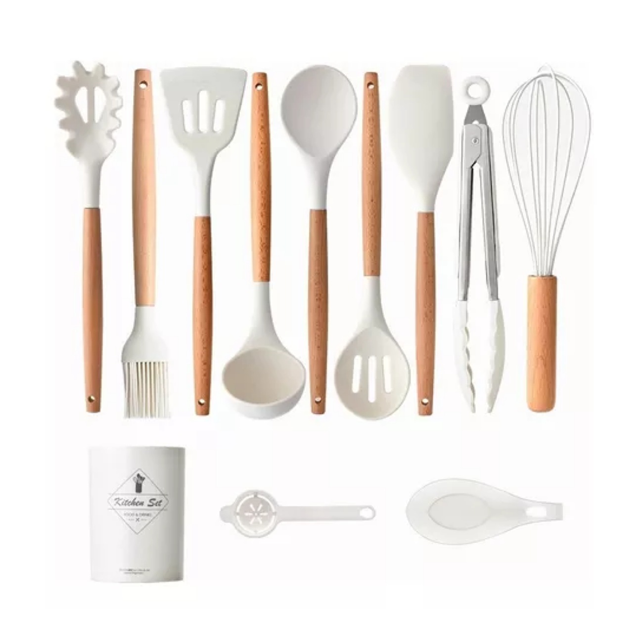 Juego De Utensilios De Cocina De Silicio Blanco