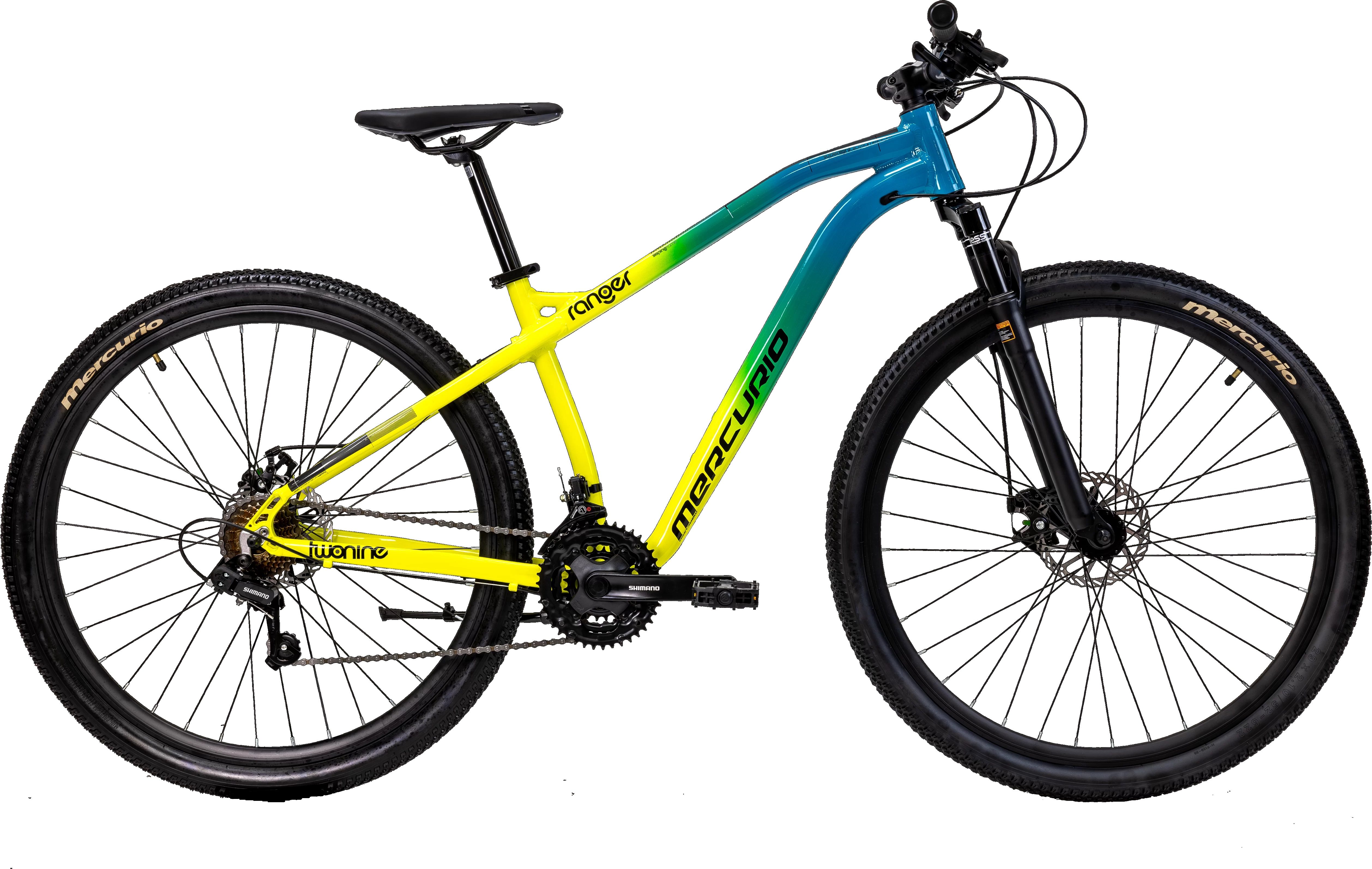 Mountain Bike Mercurio Ranger Team 29´´ Aqua/lima 24v 2023 Color Negro/naranja Cuadro M