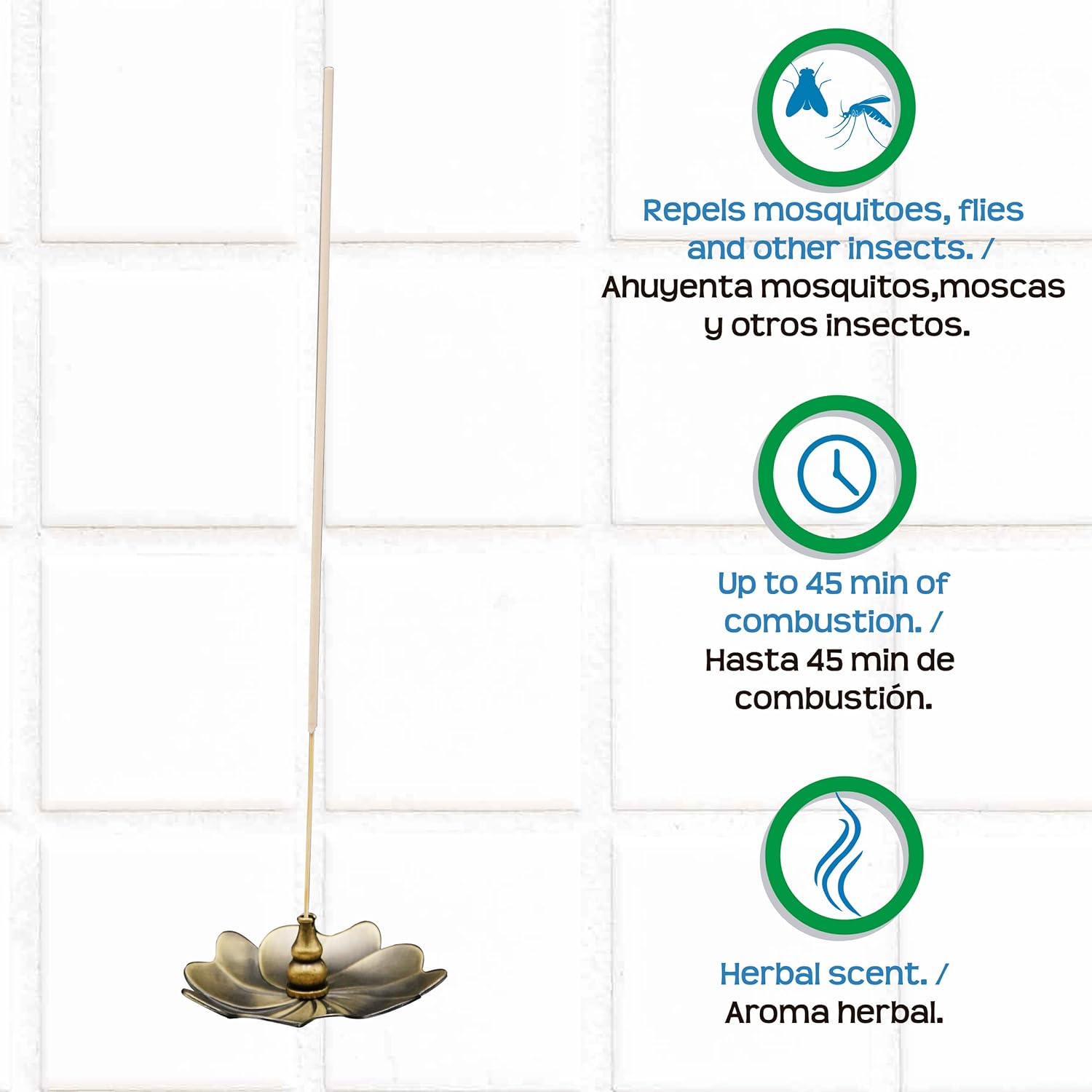 BIOPURE - Incienso Repelente - ahuyenta Mosquitos, Moscas y Otros Insectos - Ideal para Salas, Habitaciones, oficinas, spas y más - Poderoso y Relajante Aroma Herbal - 30 Piezas..