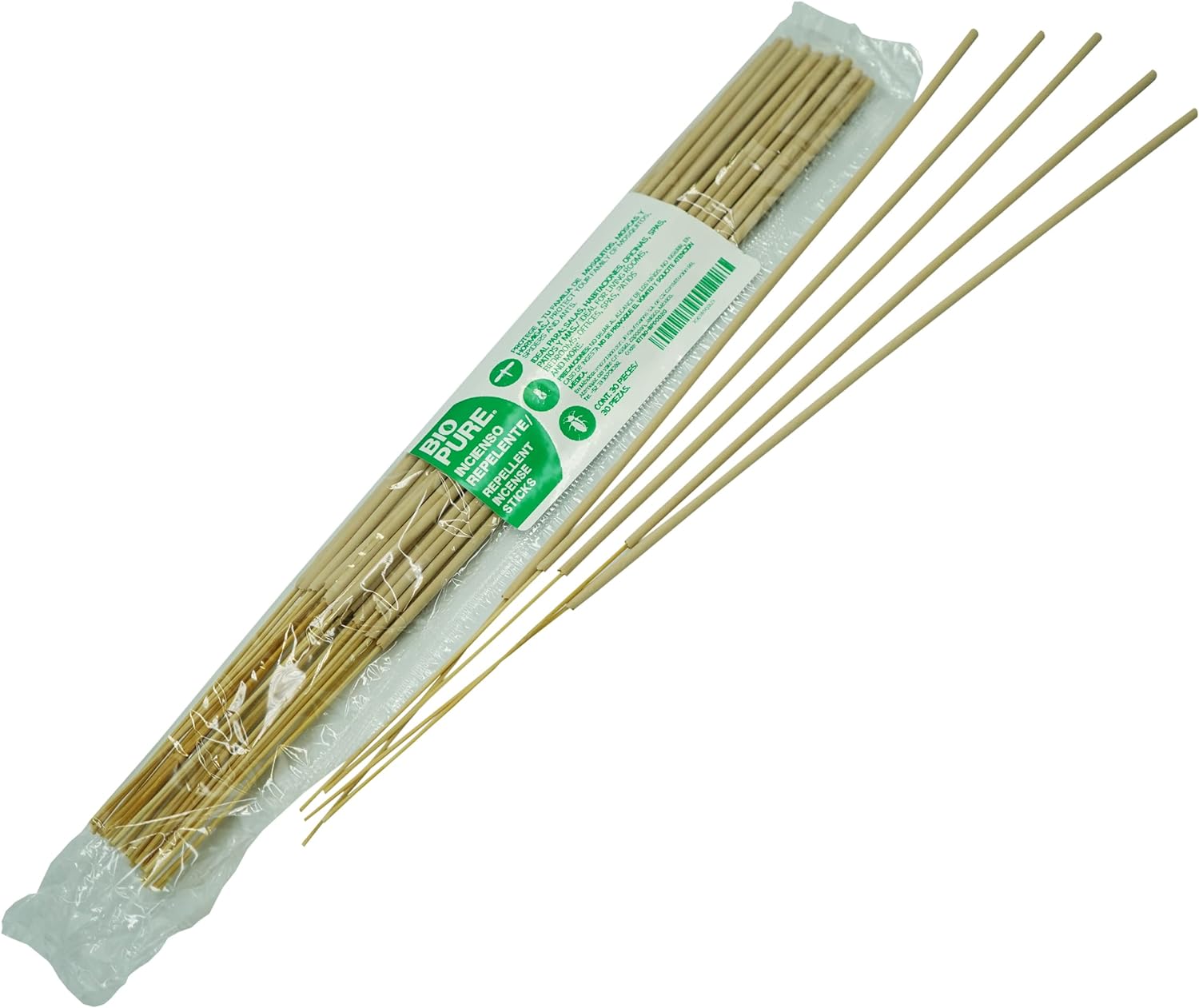 BIOPURE - Incienso Repelente - ahuyenta Mosquitos, Moscas y Otros Insectos - Ideal para Salas, Habitaciones, oficinas, spas y más - Poderoso y Relajante Aroma Herbal - 30 Piezas..