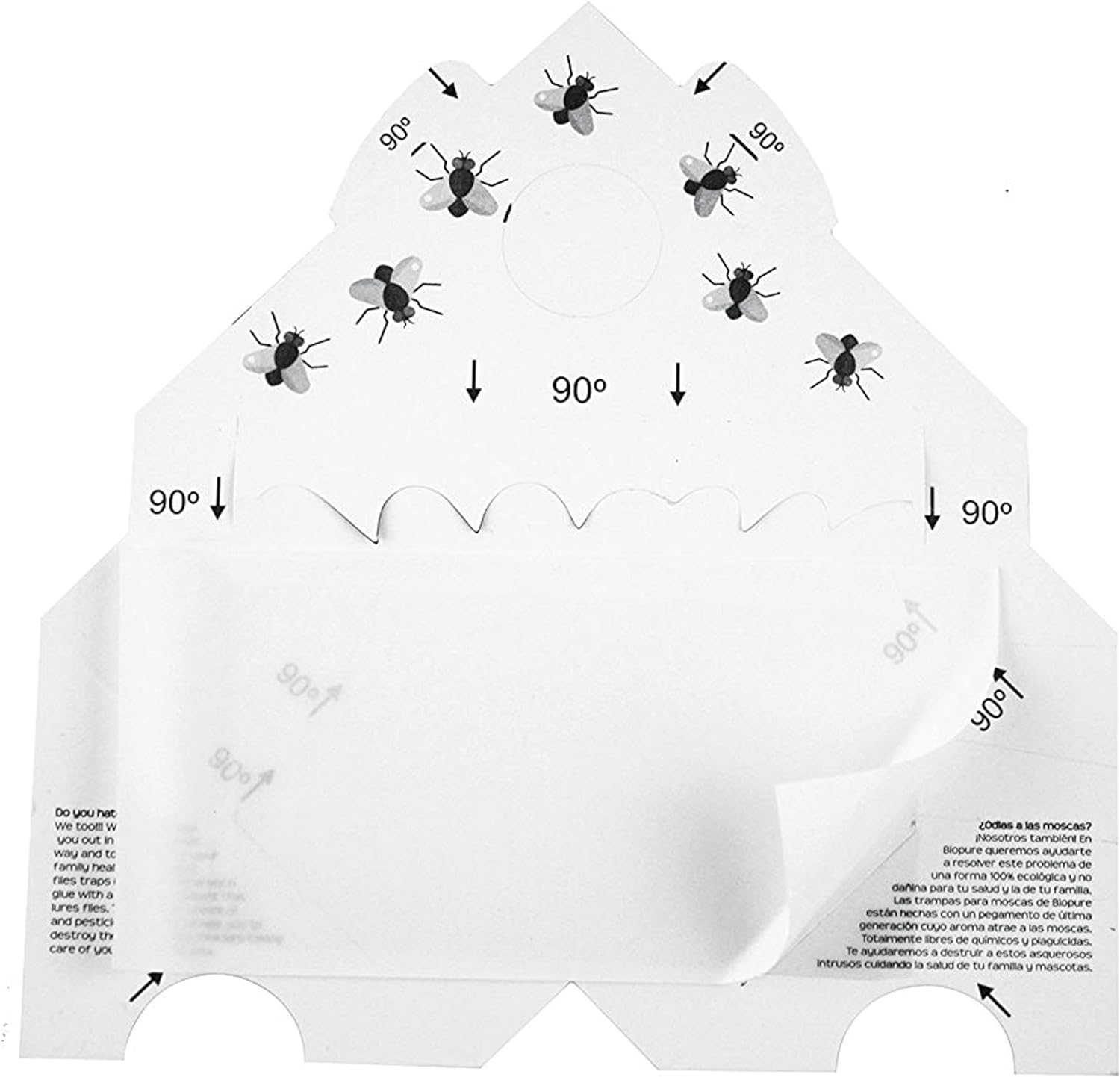 BIOPURE Kit de trampas de Pegamento para Moscas - No venenoso - Seguro para niños y Mascotas - Su Aroma atrae a Las Moscas - 30 Pack - 100% Ecológico..