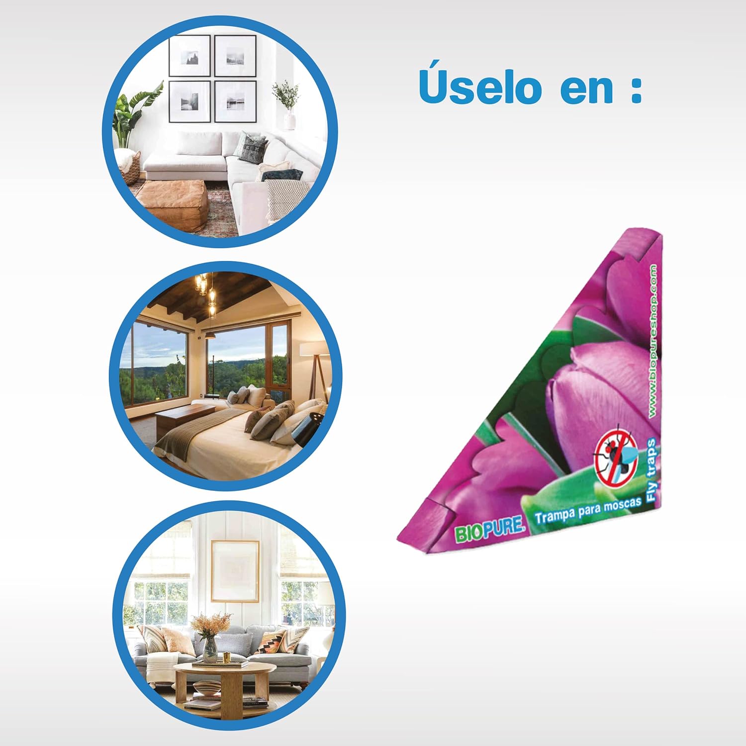 BIOPURE Kit de trampas de Pegamento para Moscas - No venenoso - Seguro para niños y Mascotas - Su Aroma atrae a Las Moscas - 30 Pack - 100% Ecológico..