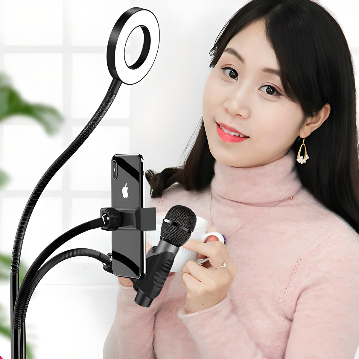 Aro Anillo De Luz Led Para Selfie Celular Telefono Mircofono