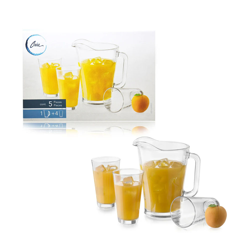Set Jarra con vasos 5 piezas Cavana - CRISA.