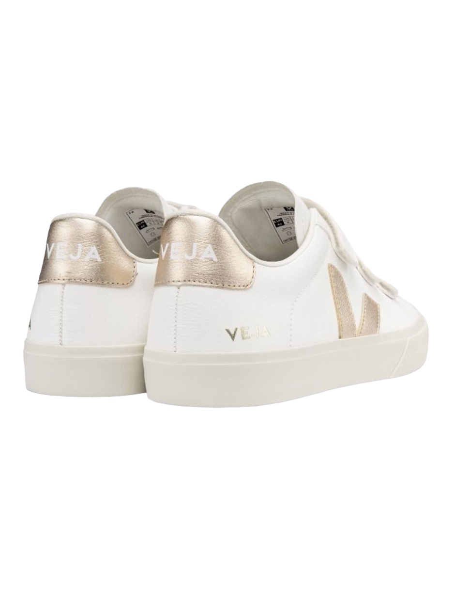 Tenis VEJA de campo para mujer logo dorado talla 25