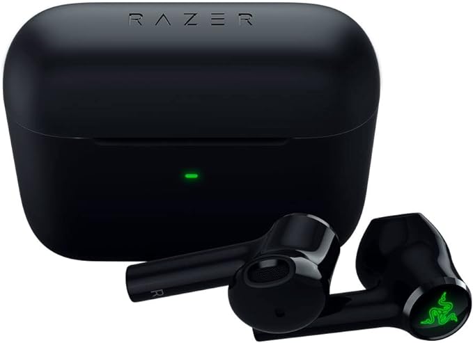 Audífonos in-ear gamer inalámbricos Razer Hammerhead True Wireless X negro con luz verde LED