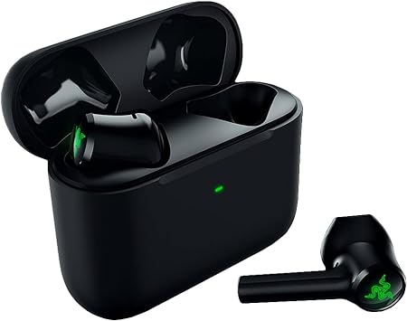 Audífonos in-ear gamer inalámbricos Razer Hammerhead True Wireless X negro con luz verde LED