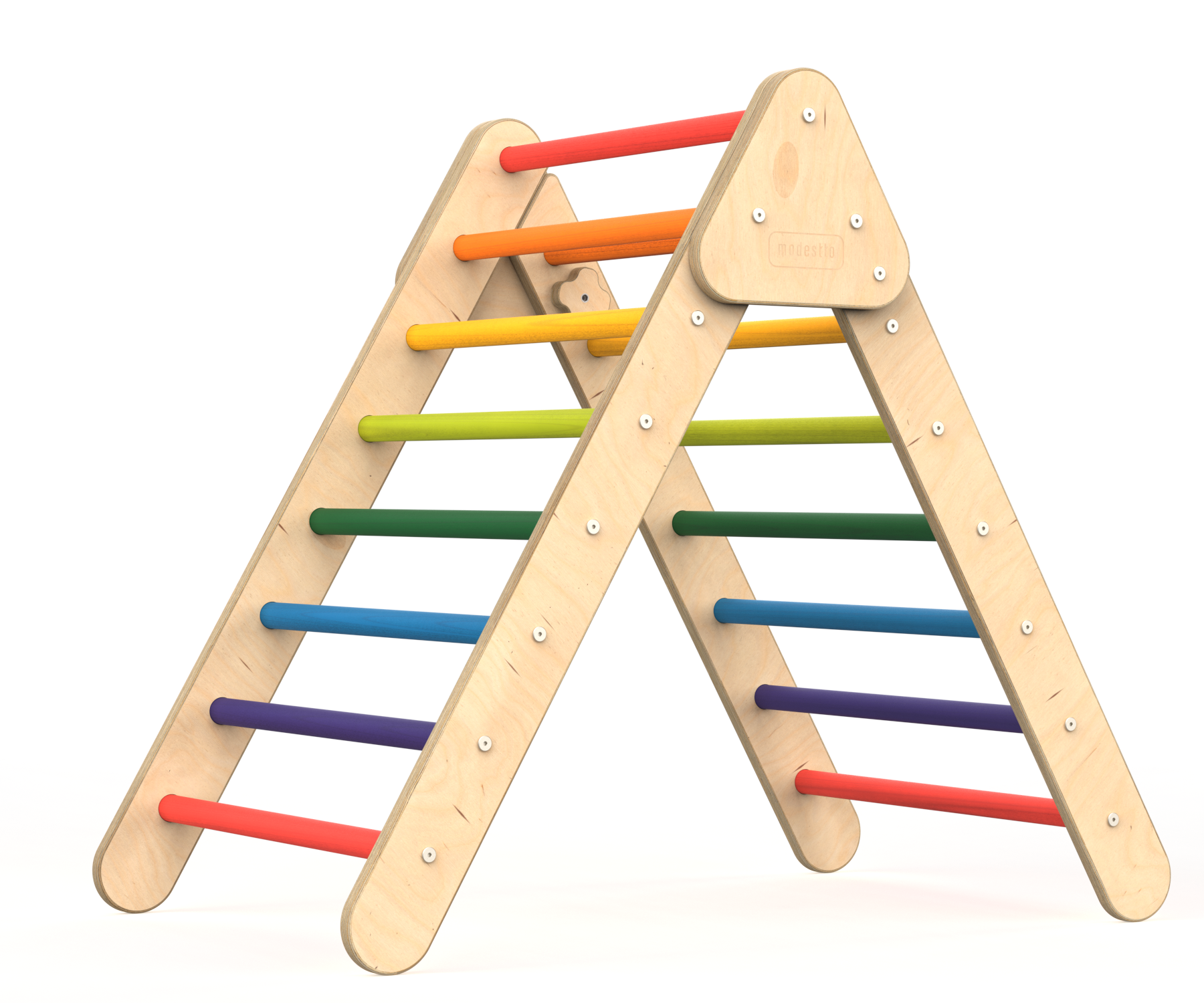 Triángulo de Escalada Plegable Estructura de Juego Pikler para Bebés y Niños (Color Arcoíris)