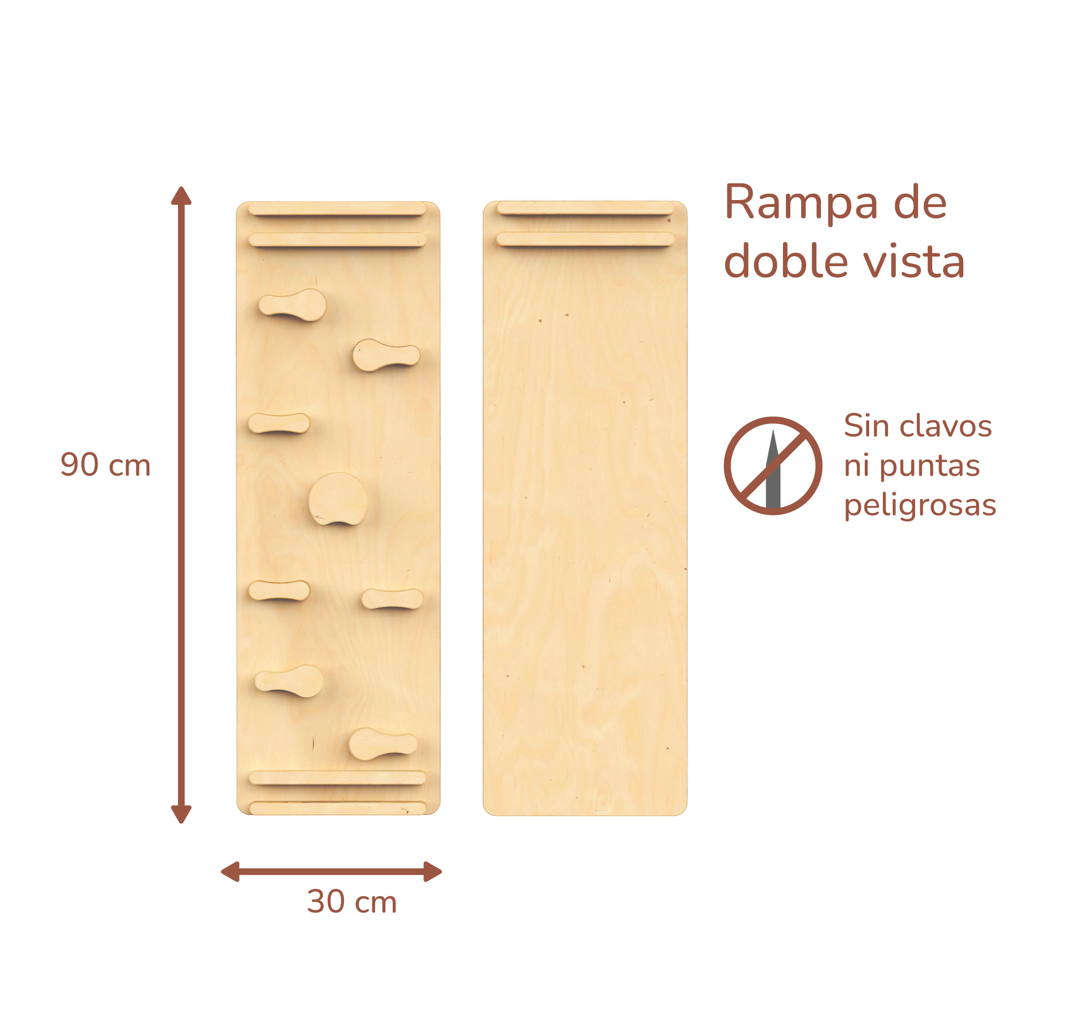 Triángulo de Escalada Plegable + Rampa de Agarres Estructura de Juego Pikler para Bebés y Niños (Color Natural)