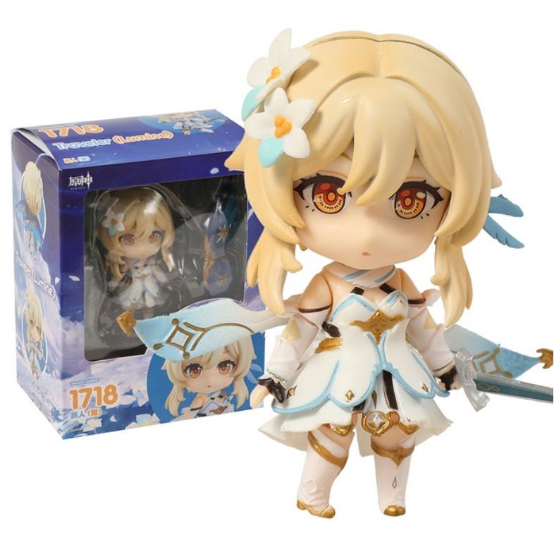 Traveler Lumine 1718 Nendoroid Genshin Impact Figura Anime