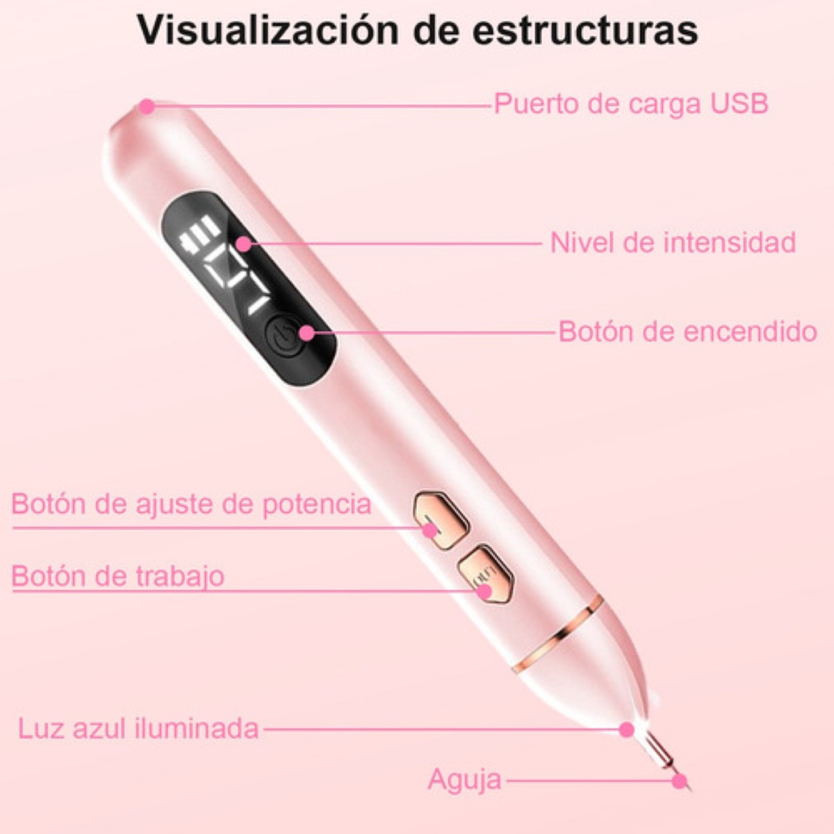 Pluma Cauterizador Removedora Manchas Verrugas Pecas Lunares, Rosa