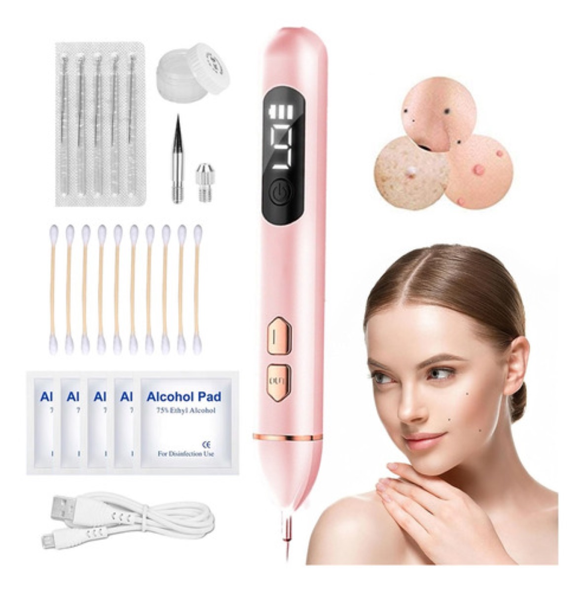 Pluma Cauterizador Removedora Manchas Verrugas Pecas Lunares, Rosa