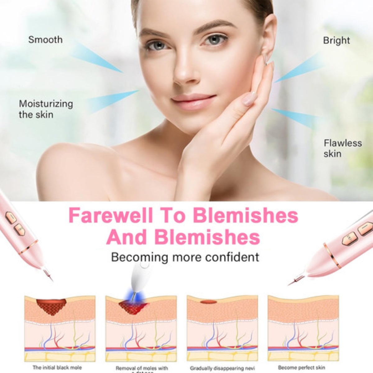 Pluma Cauterizador Removedora Manchas Verrugas Pecas Lunares, Rosa