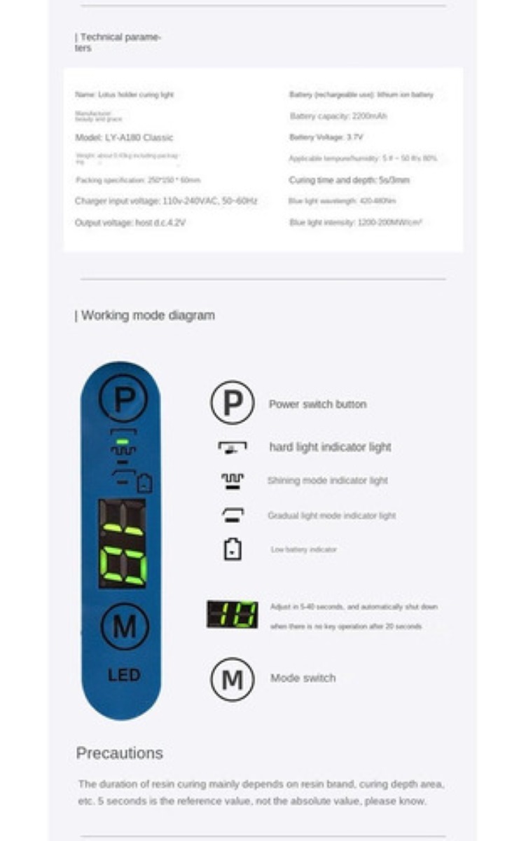 Lámpara De Luz Led De Resina De Curado Dental Inalámbrica blanca