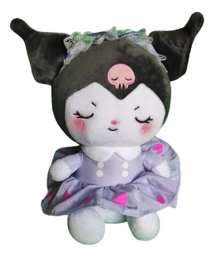 Muñeca De Peluche Kawaii Con Vestido Morado Anime Caricatura.