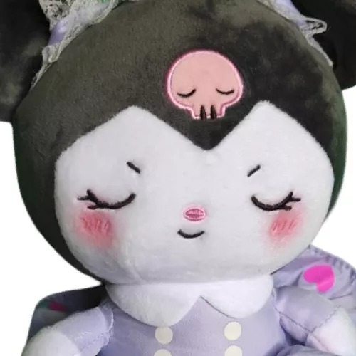 Muñeca De Peluche Kawaii Con Vestido Morado Anime Caricatura.