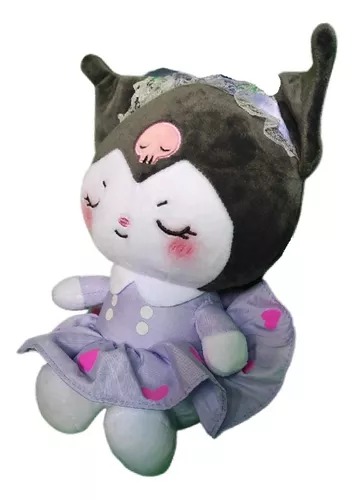 Muñeca De Peluche Kawaii Con Vestido Morado Anime Caricatura.
