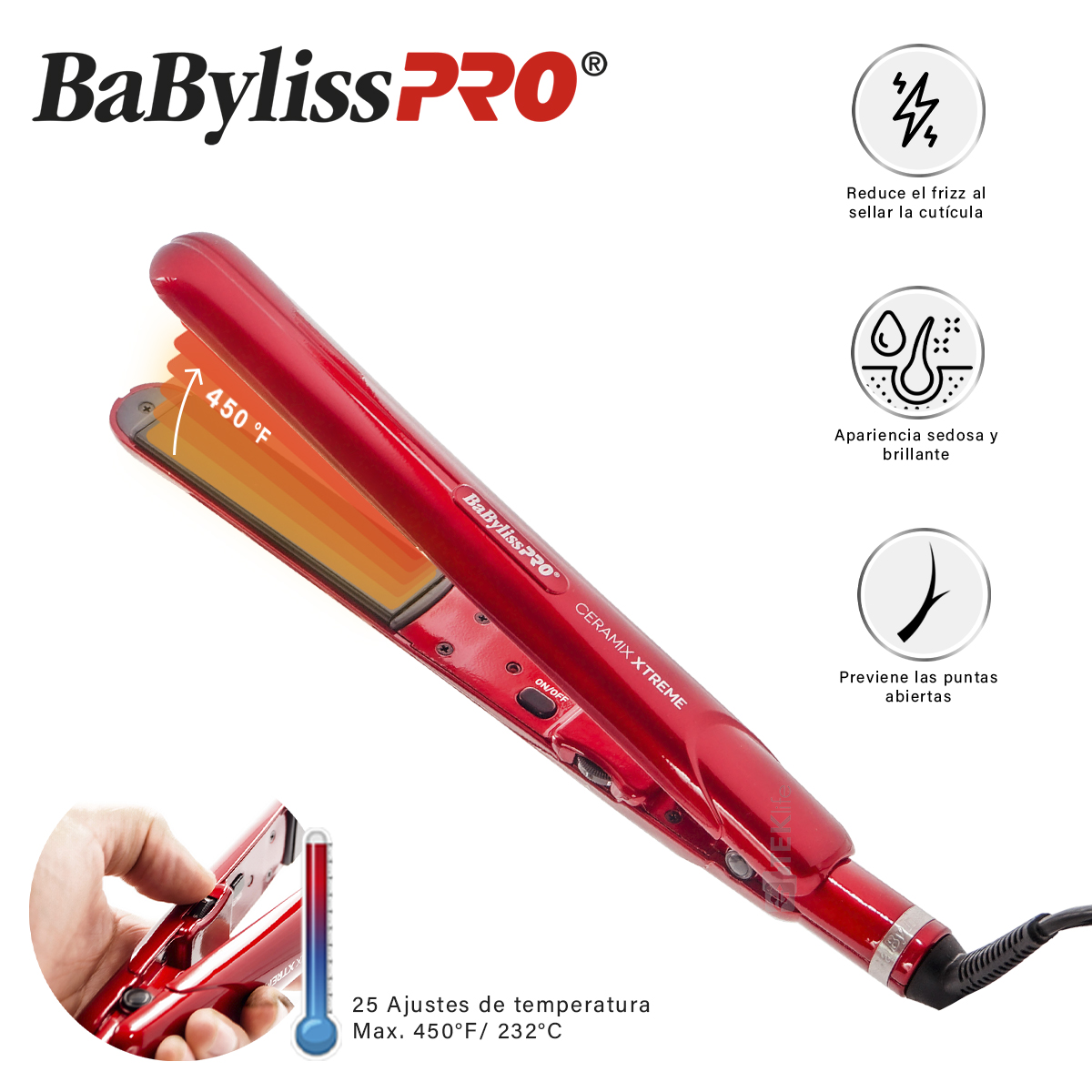 Combo Secadora 2000w Plancha Cerámica Babyliss Ceramix Xtr