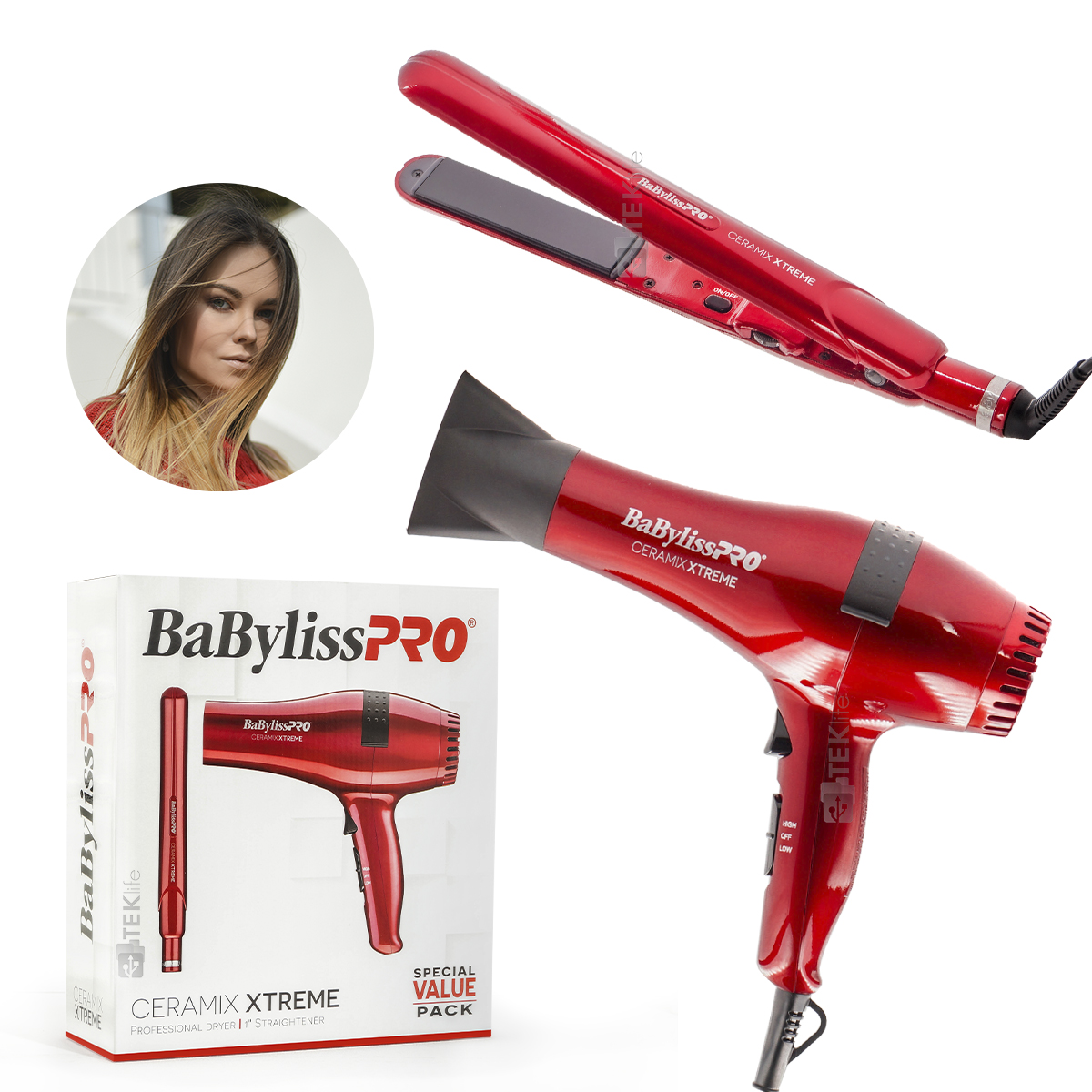 Combo Secadora 2000w Plancha Cerámica Babyliss Ceramix Xtr