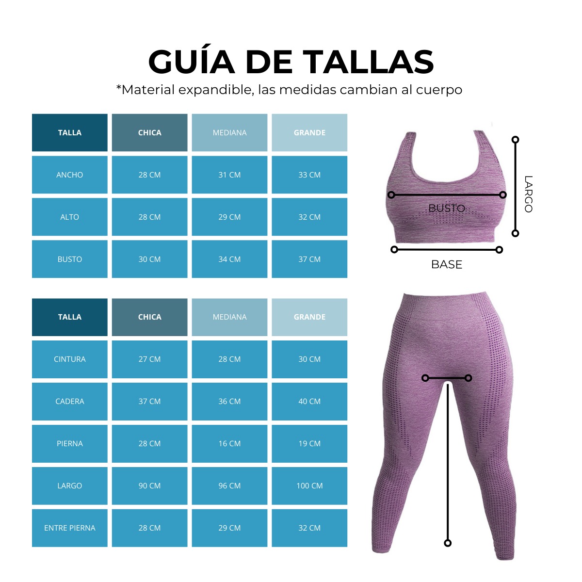 Conjunto deportivo Top más Leggings stretch color Morado LoQuiero