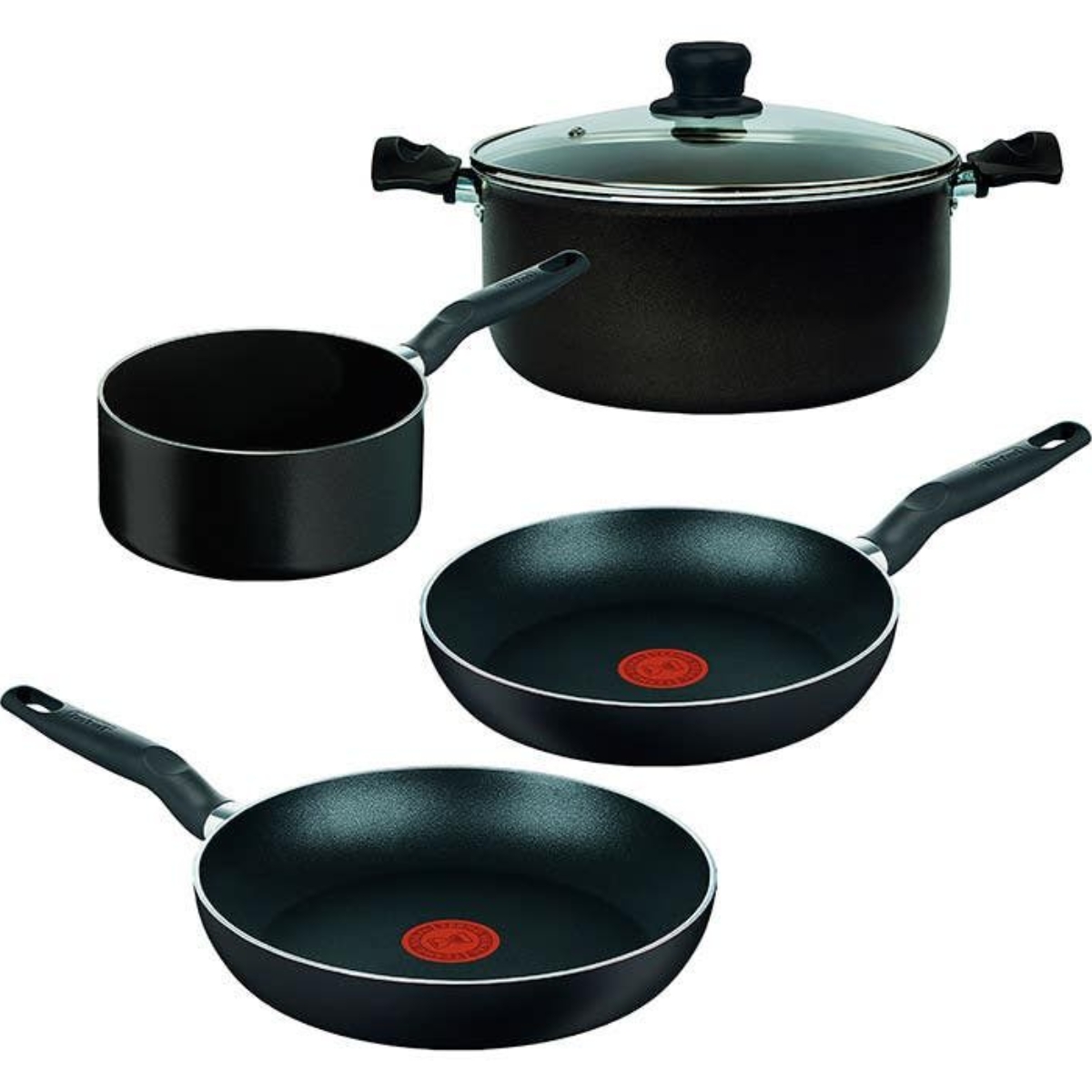 Batería de Cocina T-Fal Inicia 5 Piezas Aluminio Antiadherente - Negro