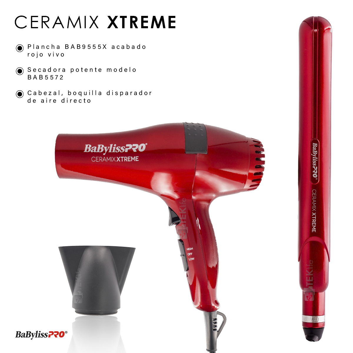 Combo Secadora 2000w Plancha Cerámica Babyliss Ceramix Xtr