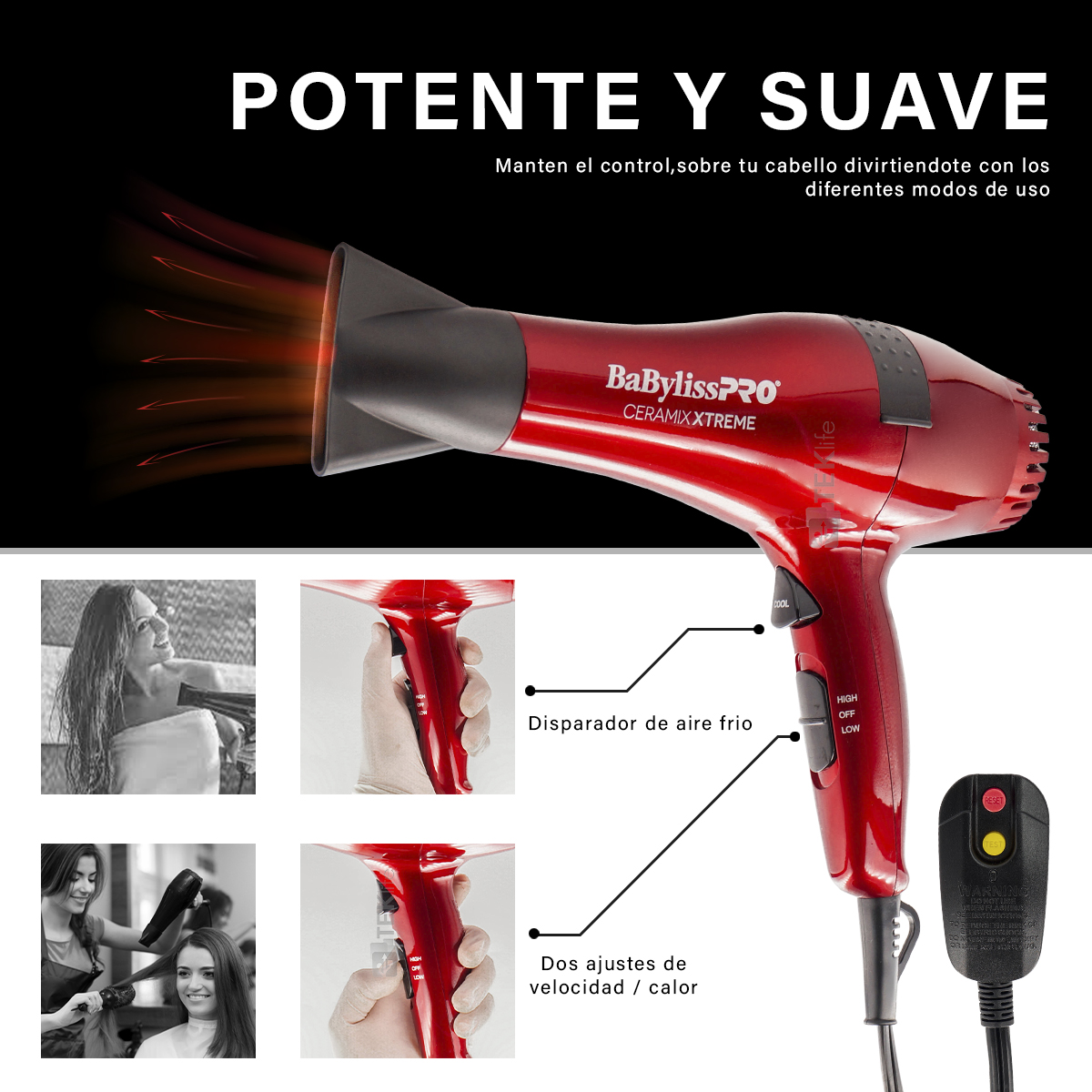 Combo Secadora 2000w Plancha Cerámica Babyliss Ceramix Xtr