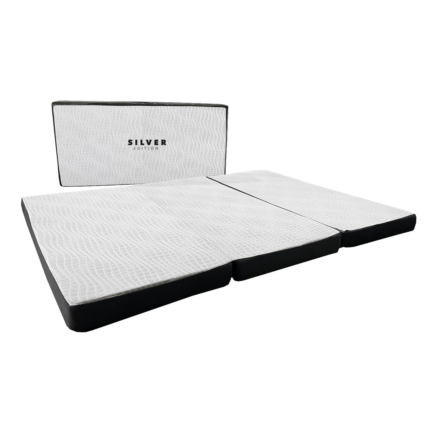 SILVER EDITION Colchón Matrimonial Plegable Colchón Para Visitas o Viajes Matrimonial Blanco con Gris Medidas 192 x 135 x 10 cm.