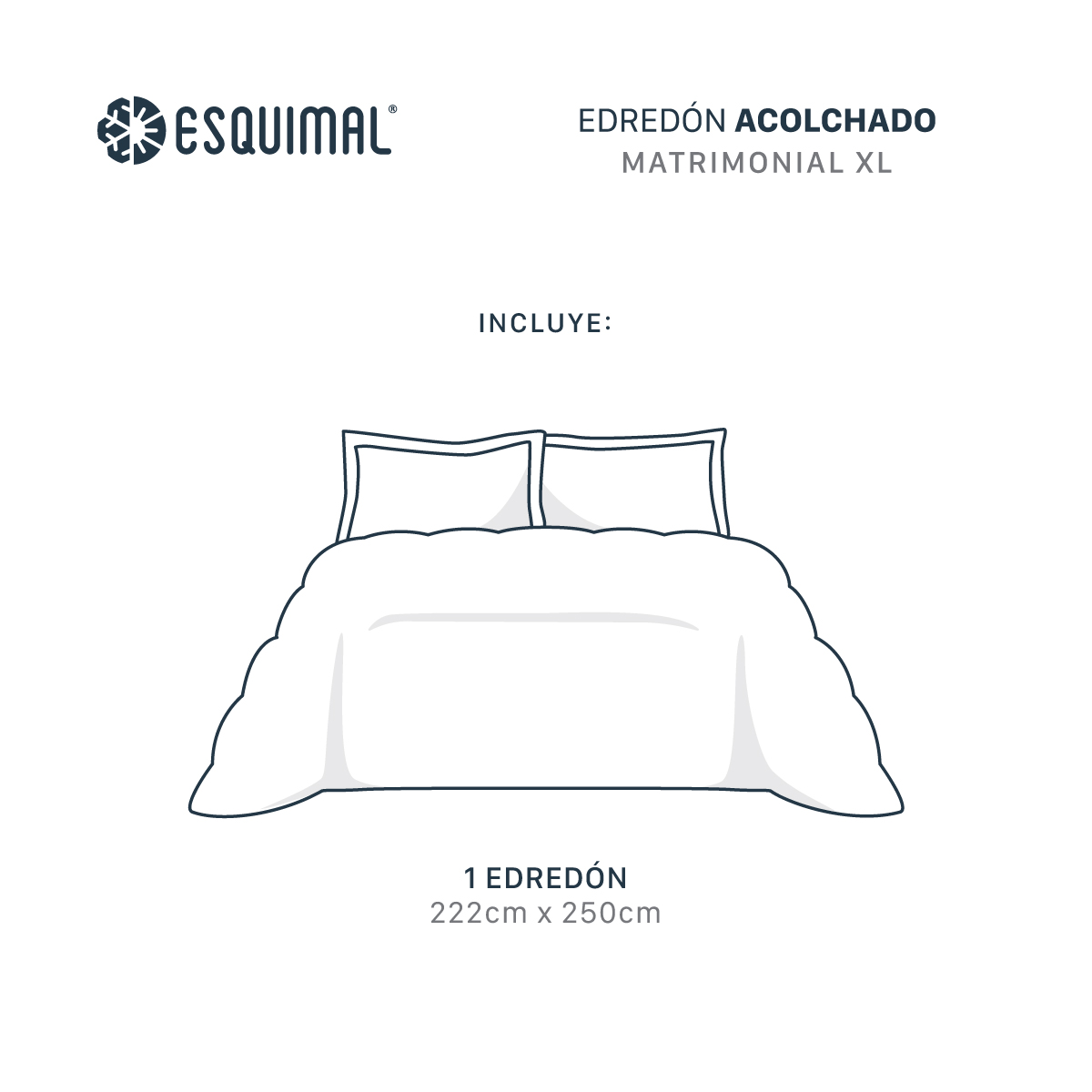 Edredón Acolchado Duvet Matrimonial XL de Doble Vista Azul Claro - Coral ESQUIMAL