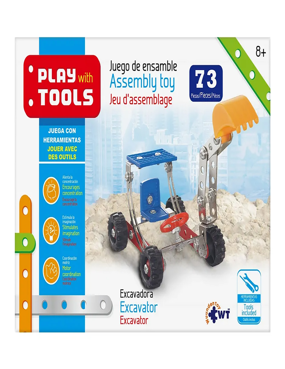 Excavadora Chica, juego de ensamble, Play With Tools WUUNDENTOY. Juega con herramientas armando esta increible excavadora
