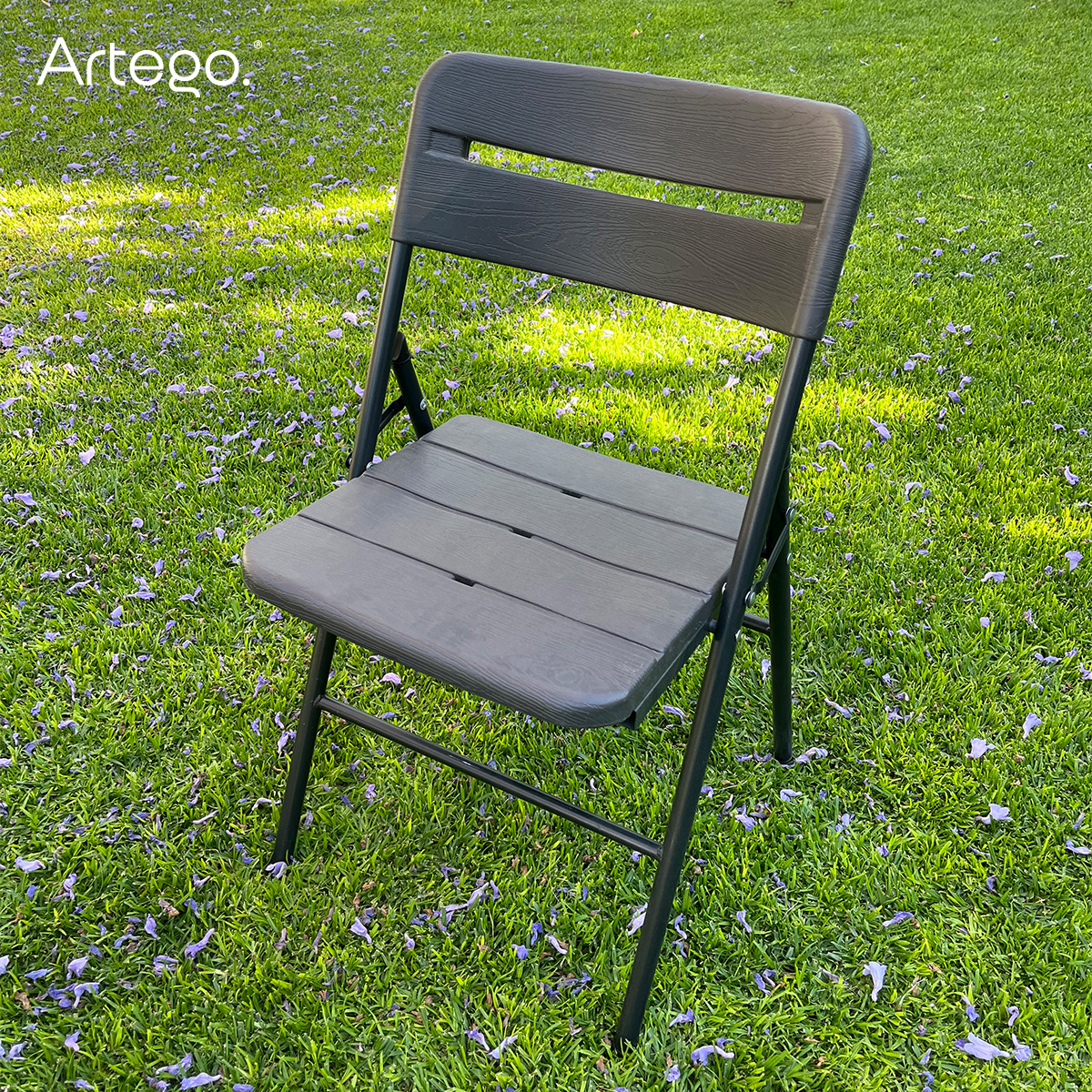Silla plegable acabado tipo madera plástico HDPE ligera Folding chair compacta para terraza jardín eventos paquete de 2 sillas.