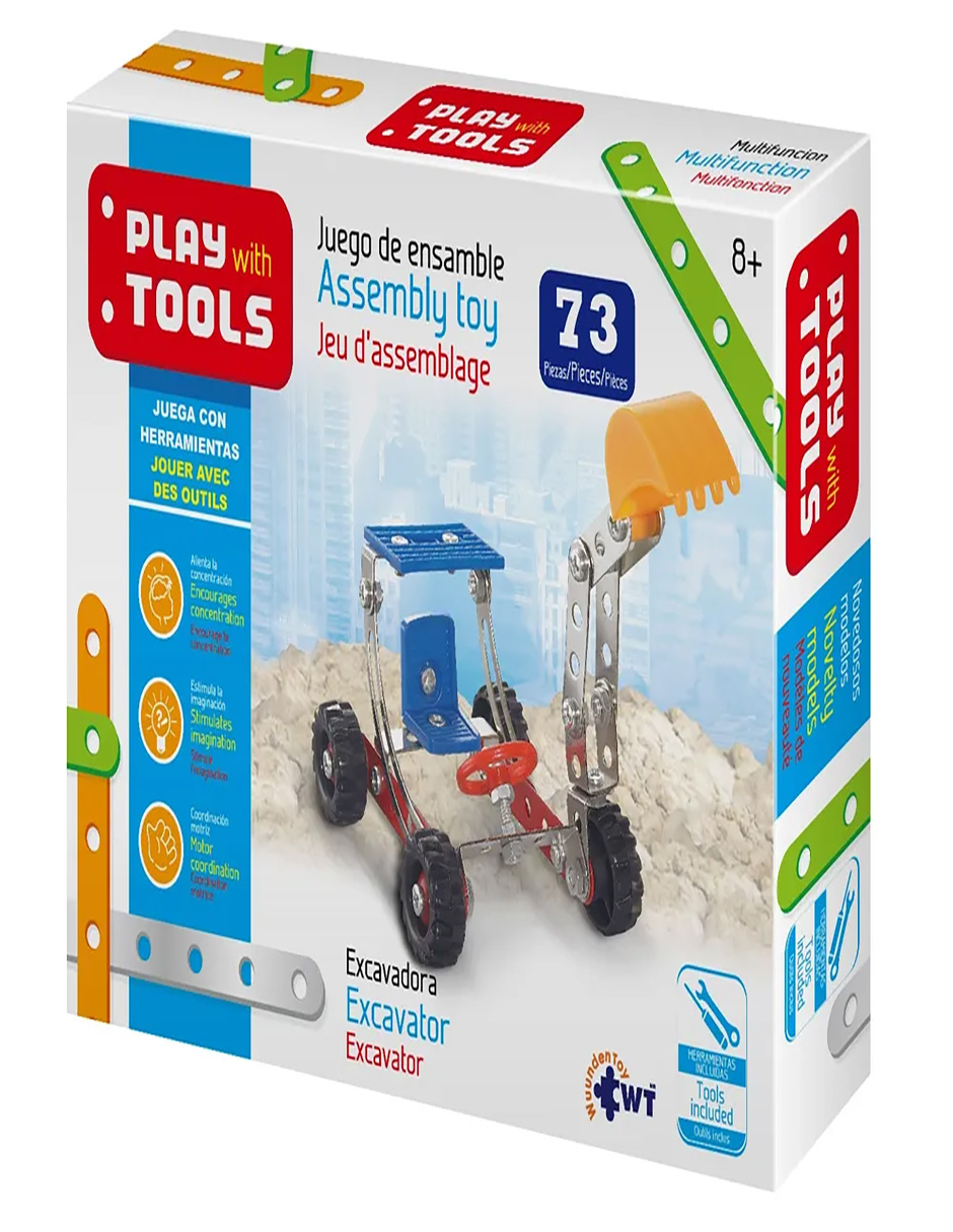 Excavadora Chica, juego de ensamble, Play With Tools WUUNDENTOY. Juega con herramientas armando esta increible excavadora
