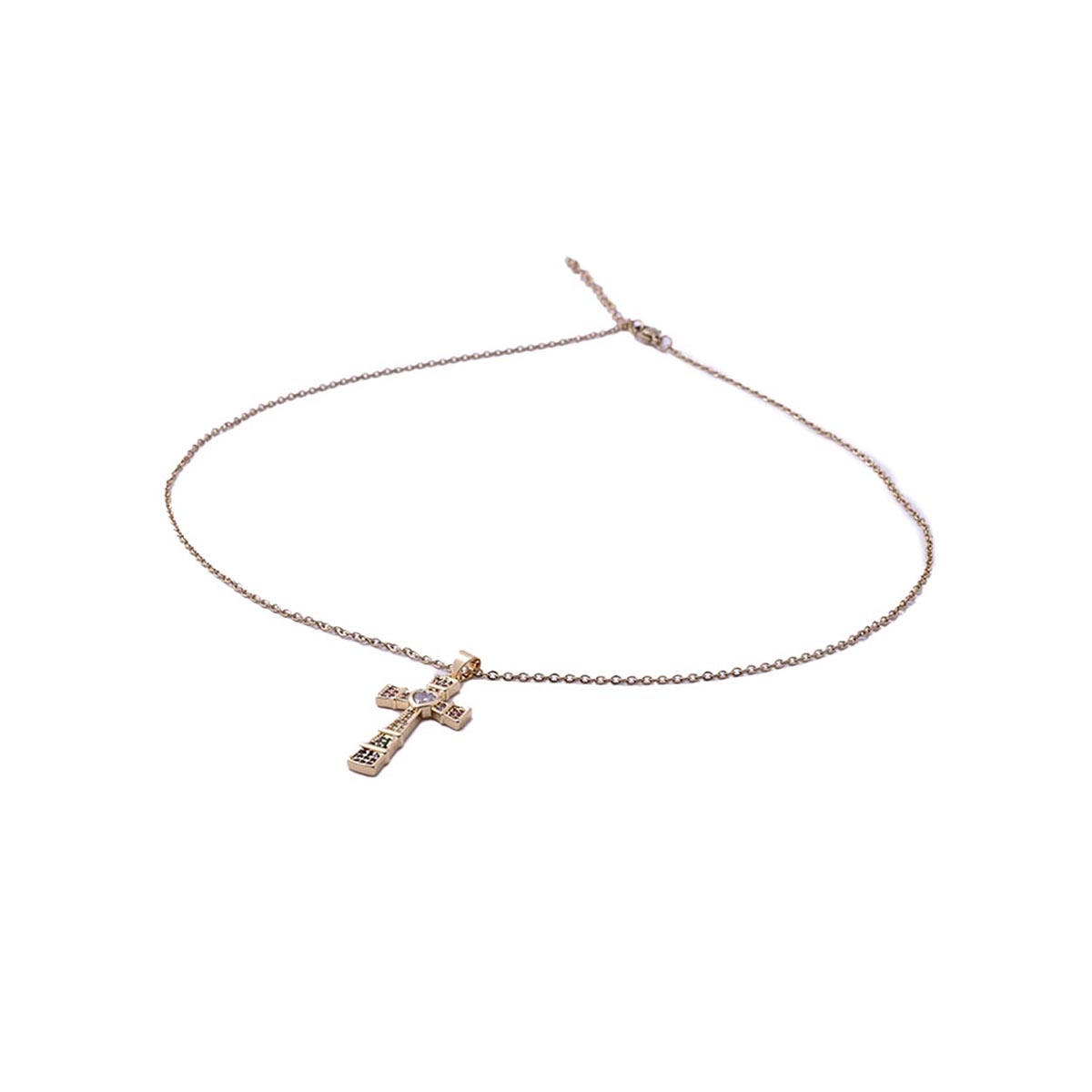 Joyeria de Mujer Collar con Dije de Cruz Circonia Cúbica