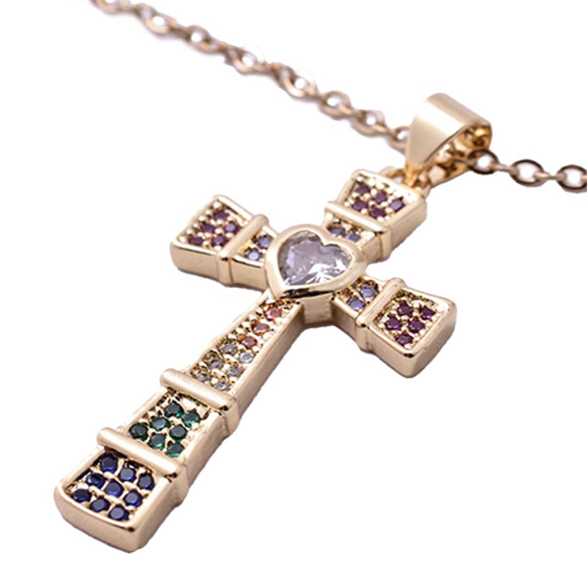 Joyeria de Mujer Collar con Dije de Cruz Circonia Cúbica