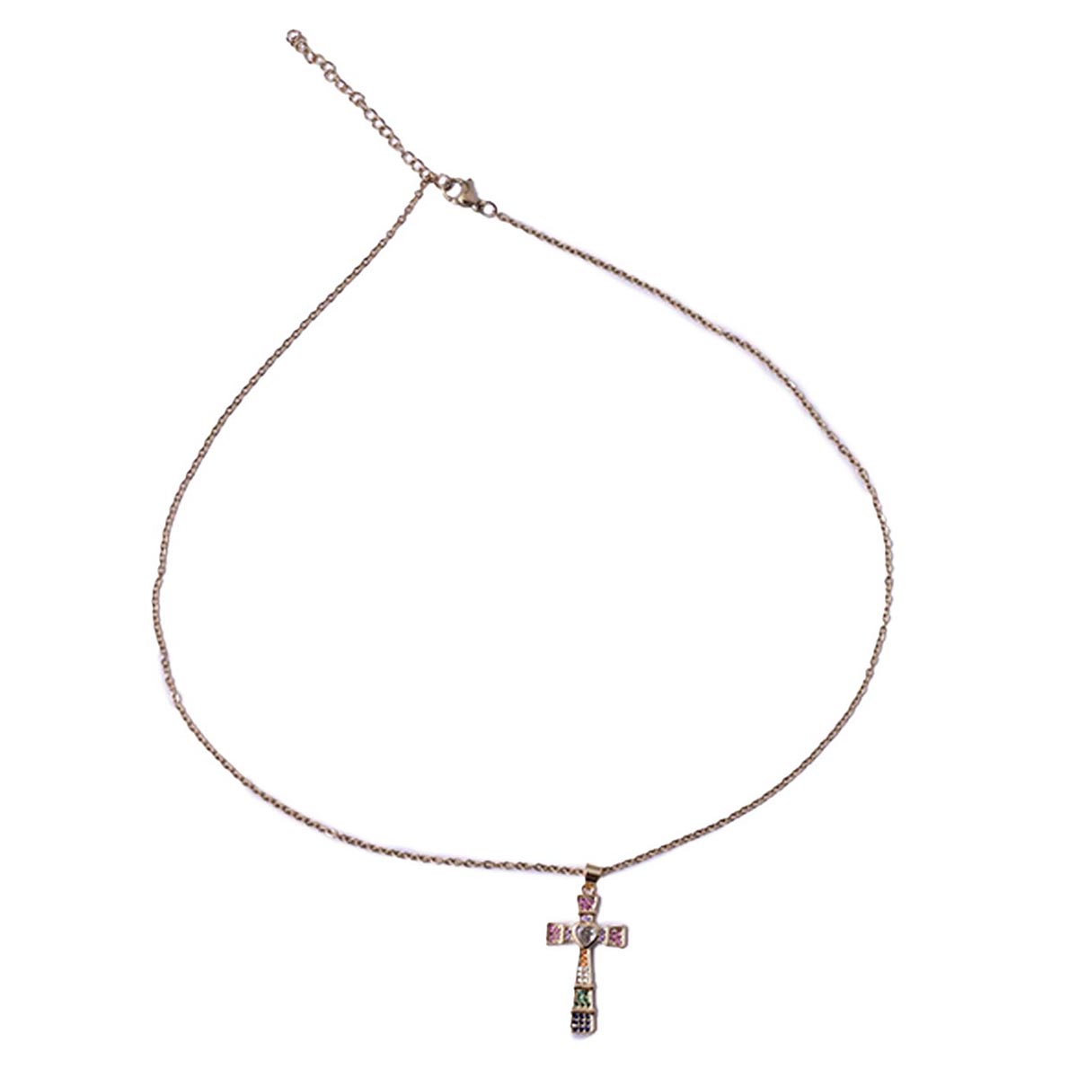 Joyeria de Mujer Collar con Dije de Cruz Circonia Cúbica