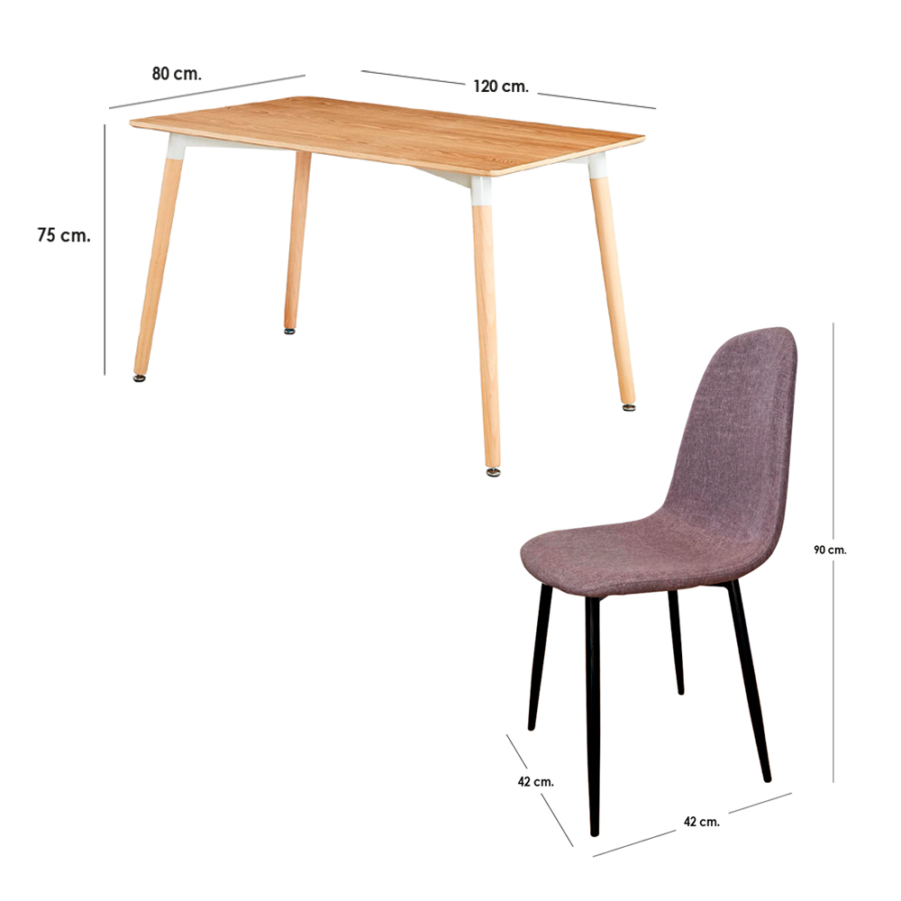 Juego de Mesa Comedor con 4 Sillas Oslo Ilios Innova