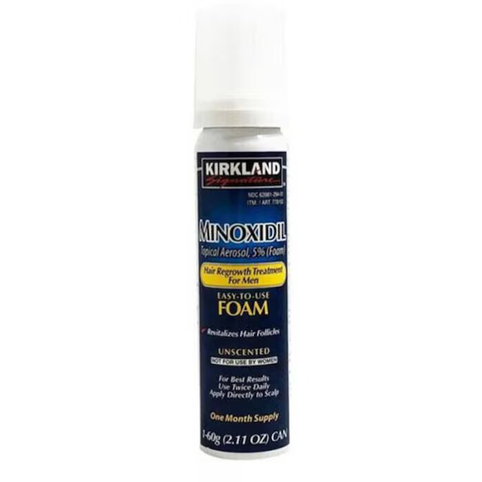 Minoxidil Kirkland Espuma (foam) 5% para crecimiento barba y cabello, tratamiento para 1 mes