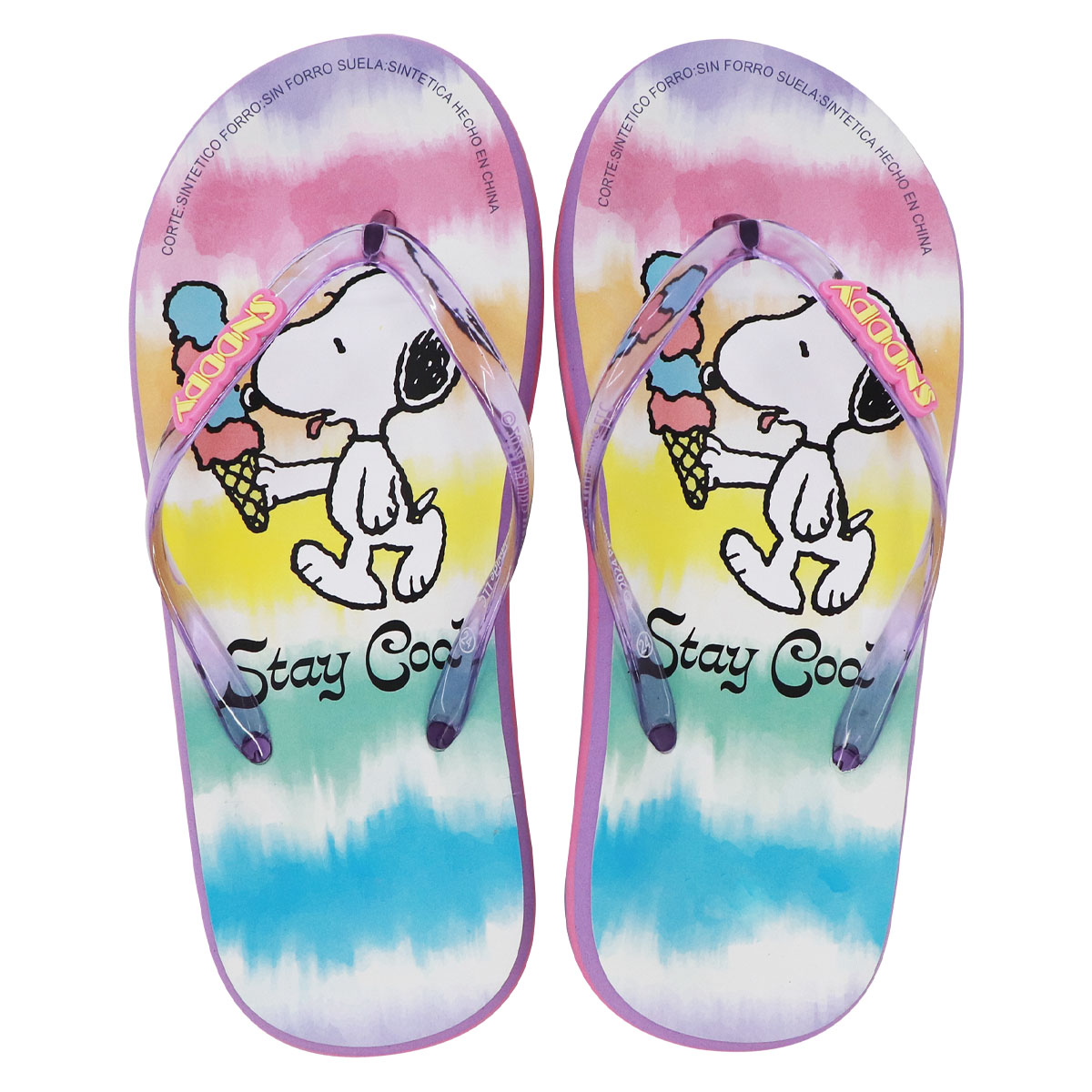 Sandalias Para Dama Snoopy Multicolor
